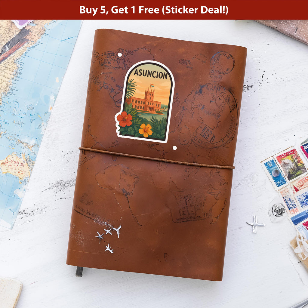 Asuncion Paraguay Sticker, Vintage City Vinyl Decal, Retro Travel Lover Collection, Journal Scrapbook