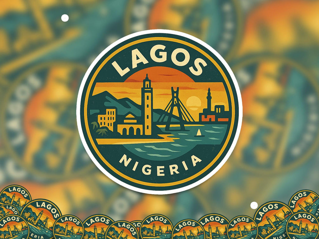 Lagos Nigeria Sticker Kiss-Cut Vinyl, Waterproof Decal, Retro Travel Lover Collection