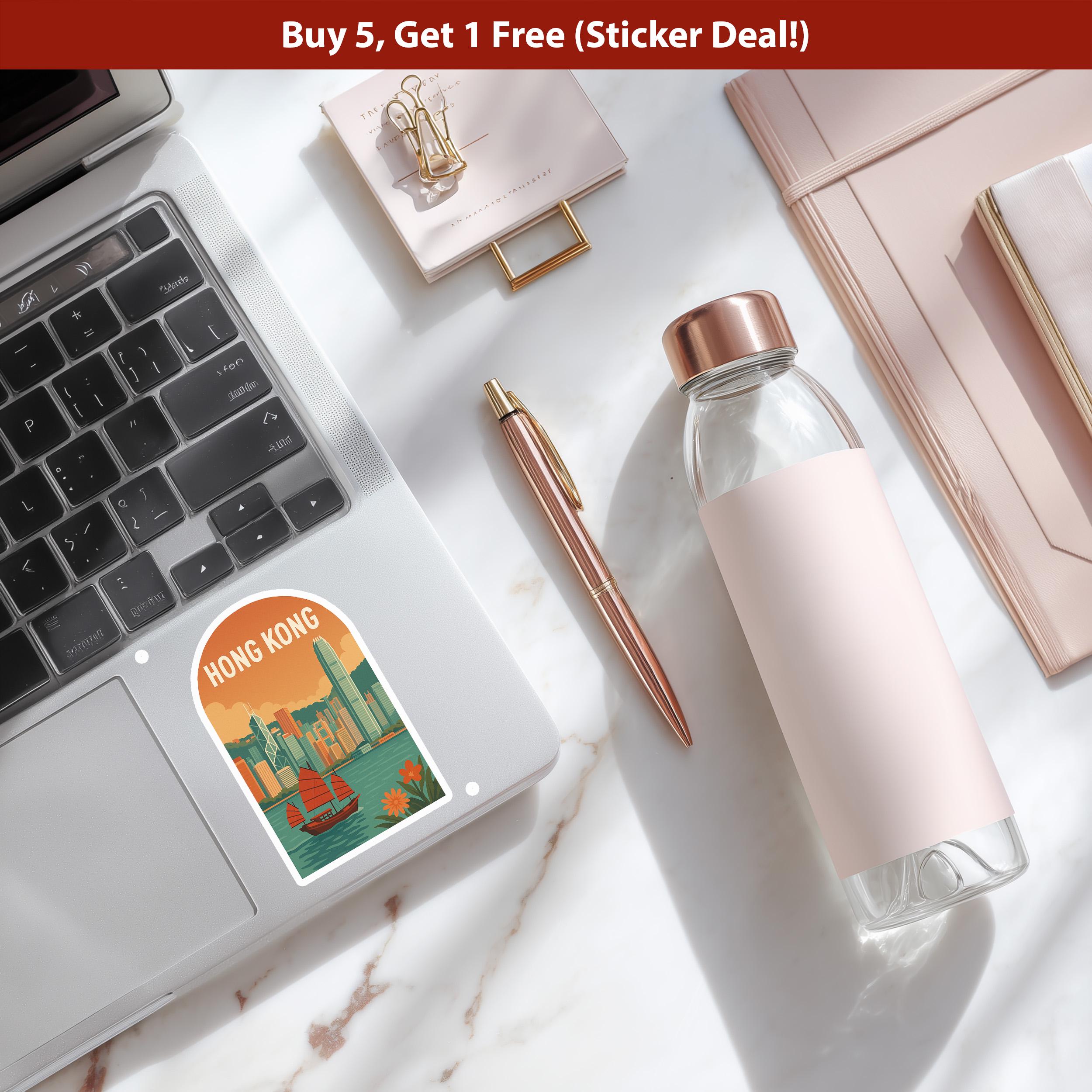 Hong Kong China Sticker, Vintage City Vinyl Decal, Retro Travel Lover Collection, Journal Scrapbook