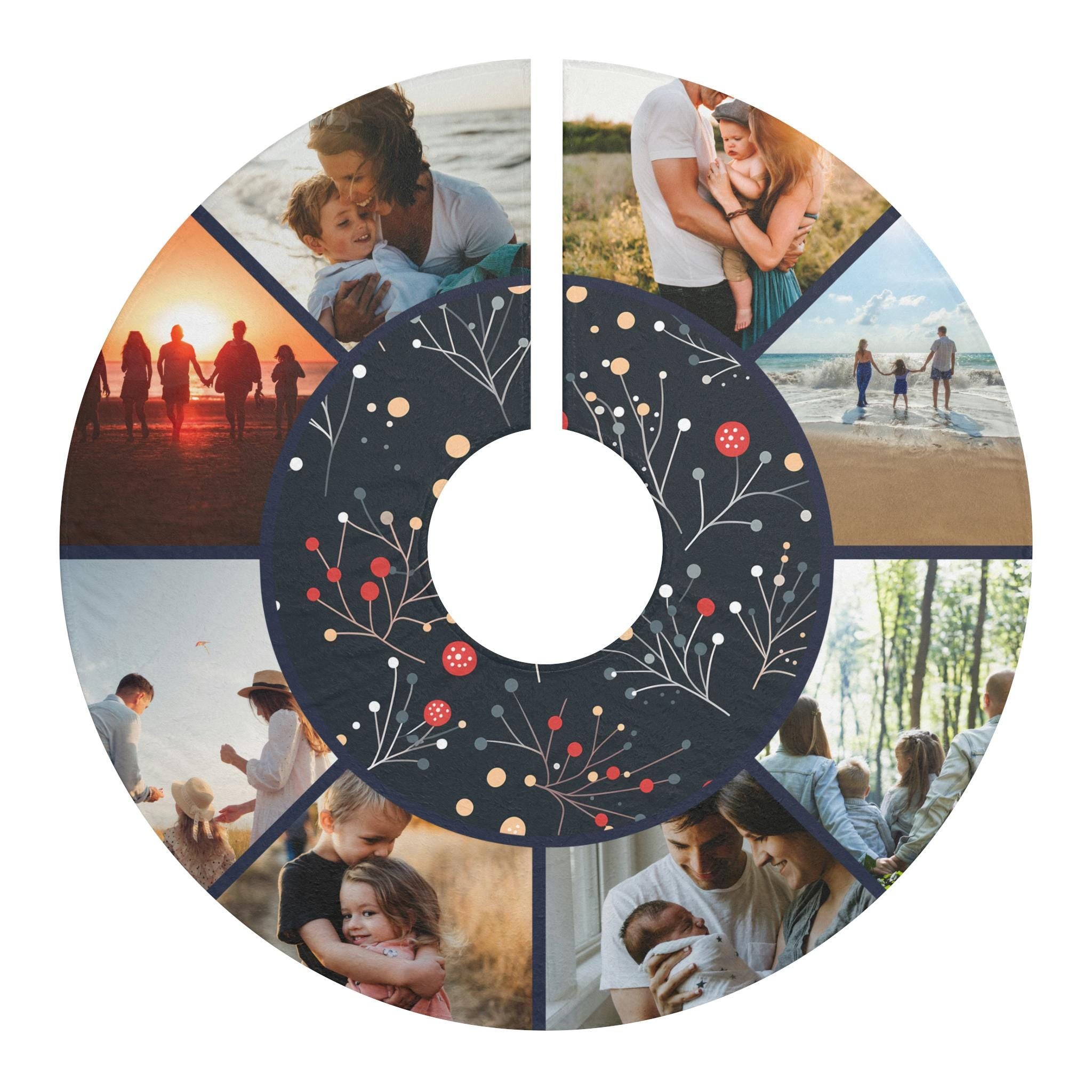 Custom Christmas Tree Skirt Photo Collage, Personalized Holiday Decor, Family Keepsake, Festive Home Decor