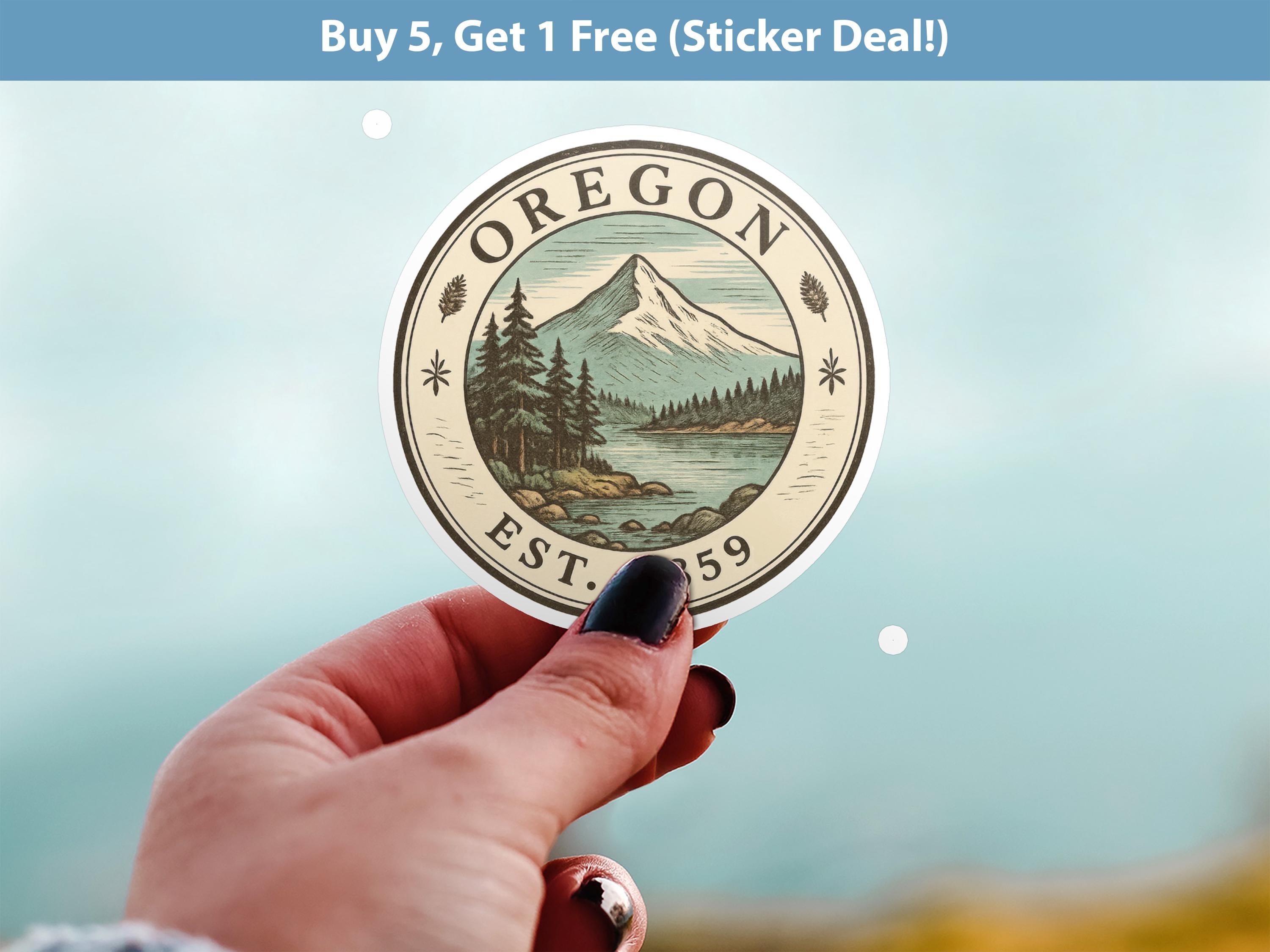 Oregon Sticker, Vintage US States Retro Decal, Waterproof Retro Travel Collection for Laptop Tumbler