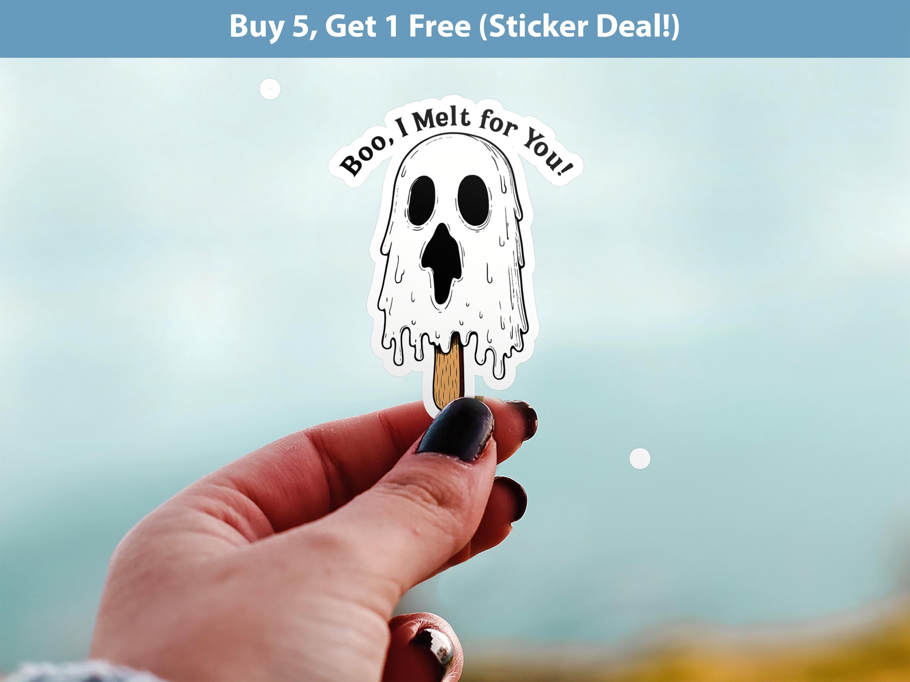 Boo I Melt for You Sticker, Halloween Ghost Decal for scrapbook, kindle