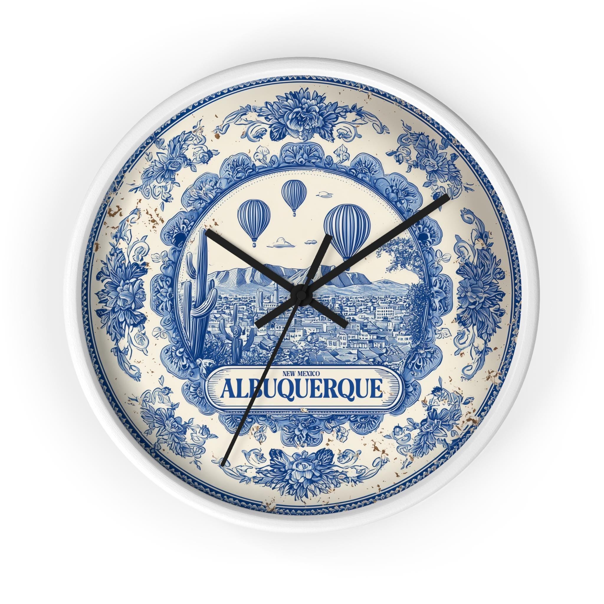 Albuquerque New Mexico Wall Clock, Delf style Home Decor, Vintage City Travel Keepsake Art
