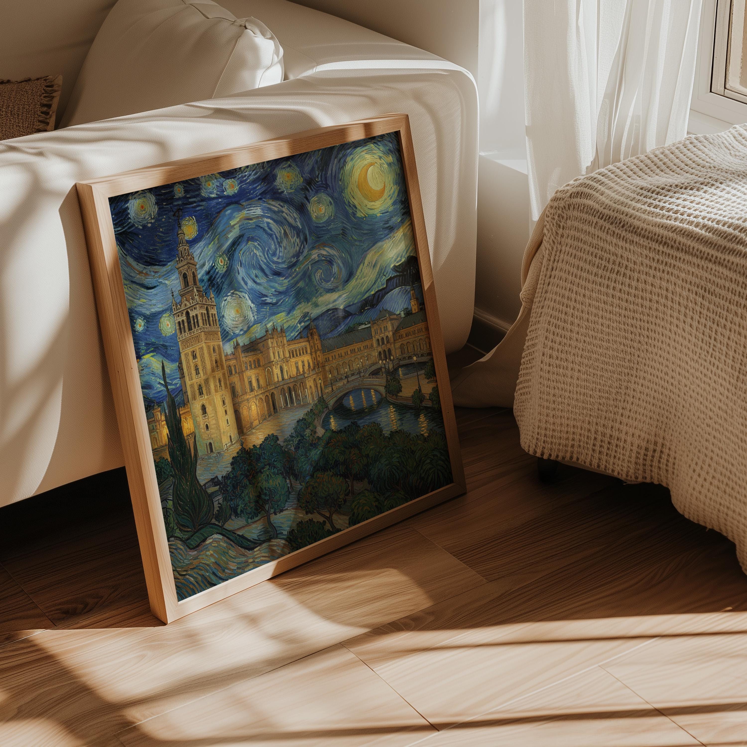 Seville Spain Starry Night Wall Art, Van Gogh Print, Travel Gift Home Decor