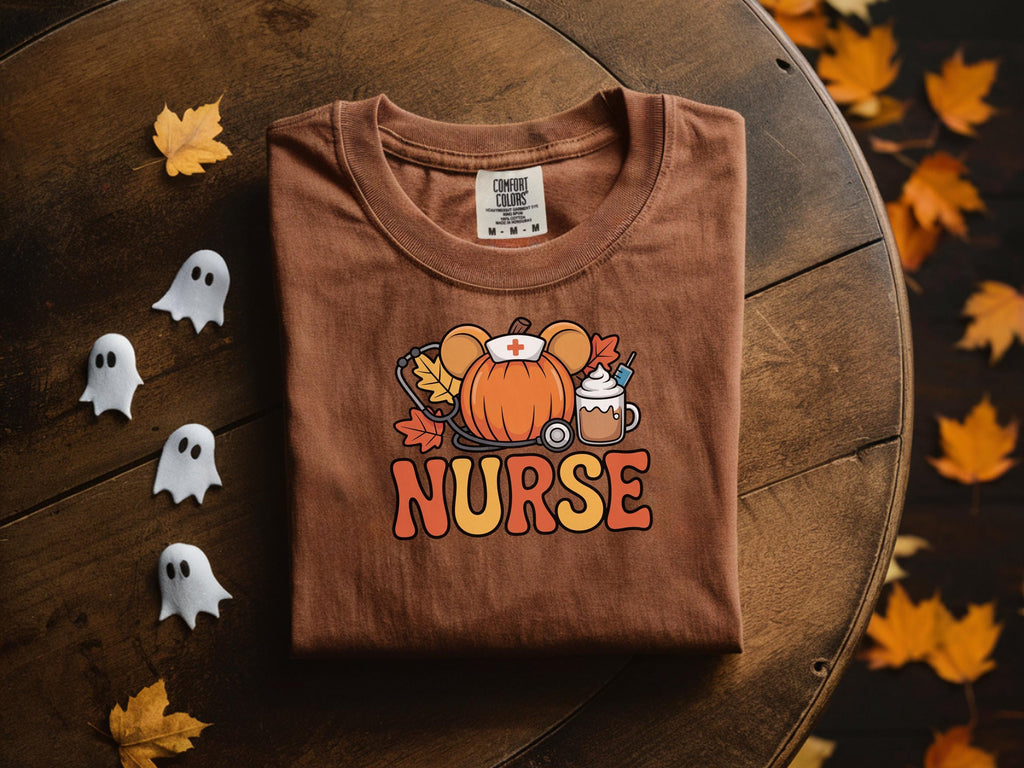 Fall Pumpkin Nurse Sweatshirt, Cute Autumn Nurse Sweatshirt with Leaves pumpkin spice, Gift for Nurse, Medical staff Crewneck
