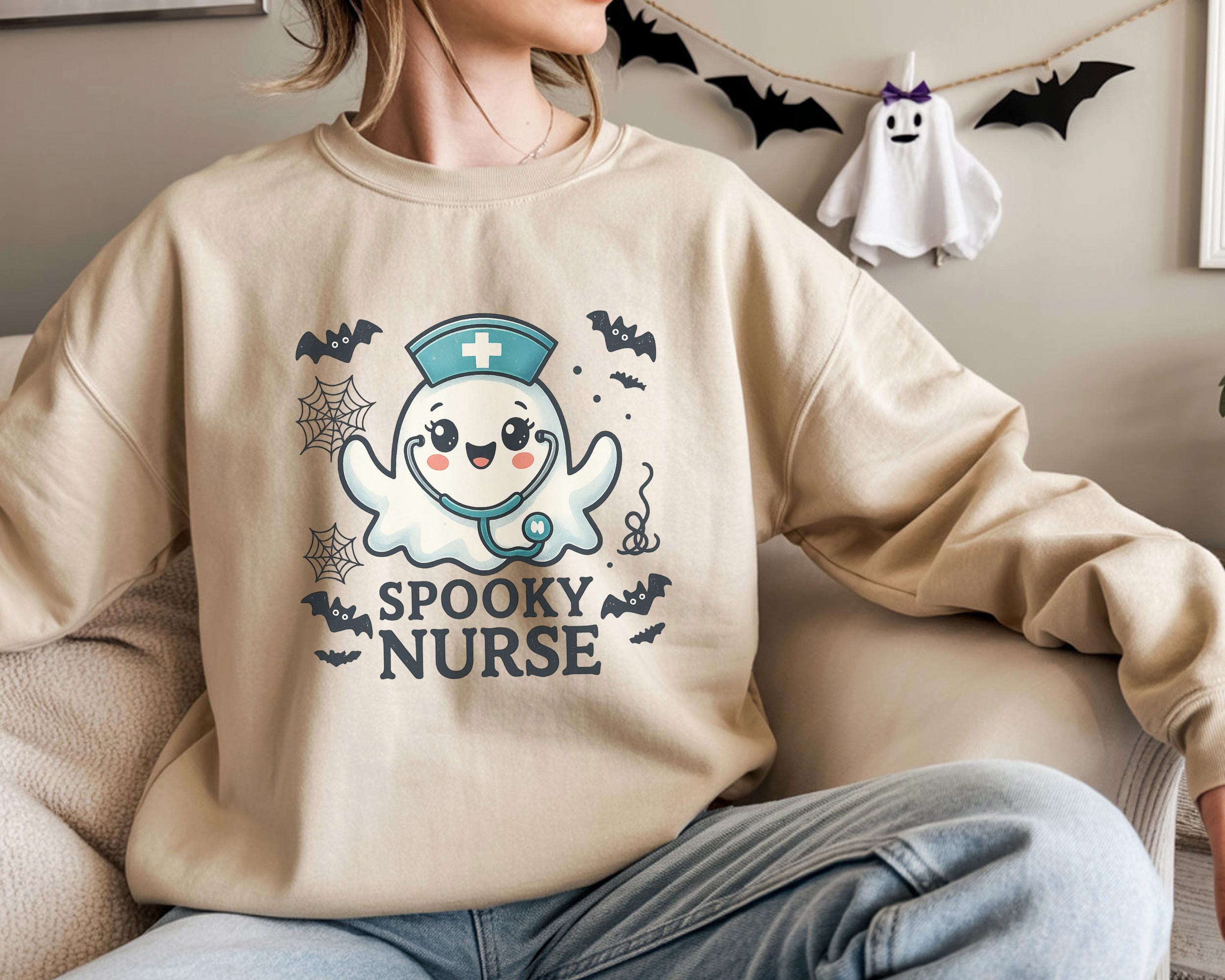 Spooky Nurse Halloween Sweatshirt, Halloween Gift For Nurse, Nurse , Nurse Hoodie, Nurse ER Crew , Nurse , Nurse Life