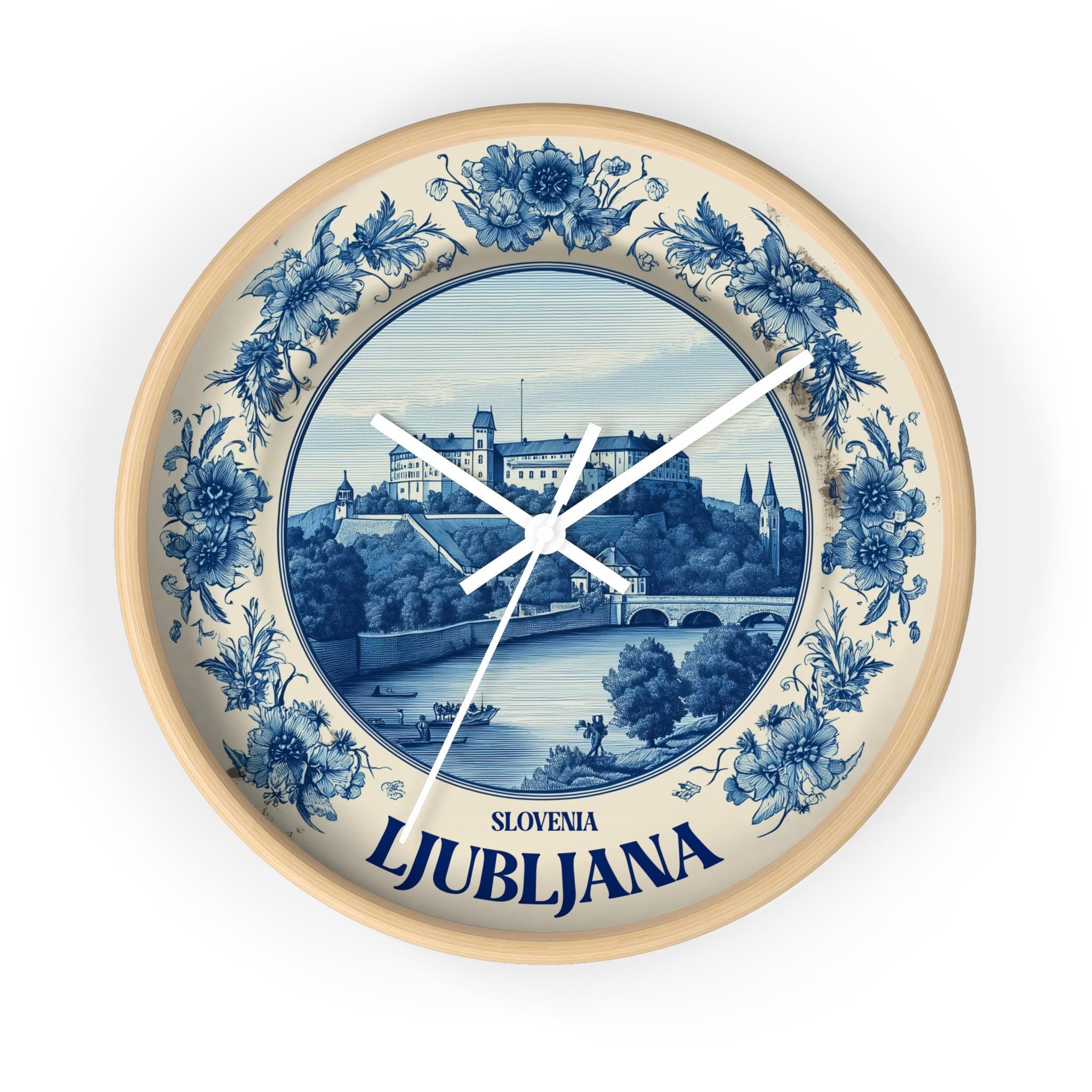 Ljubljana Slovenia Wall Clock, Delf style Home Decor, Vintage City Travel Keepsake Art