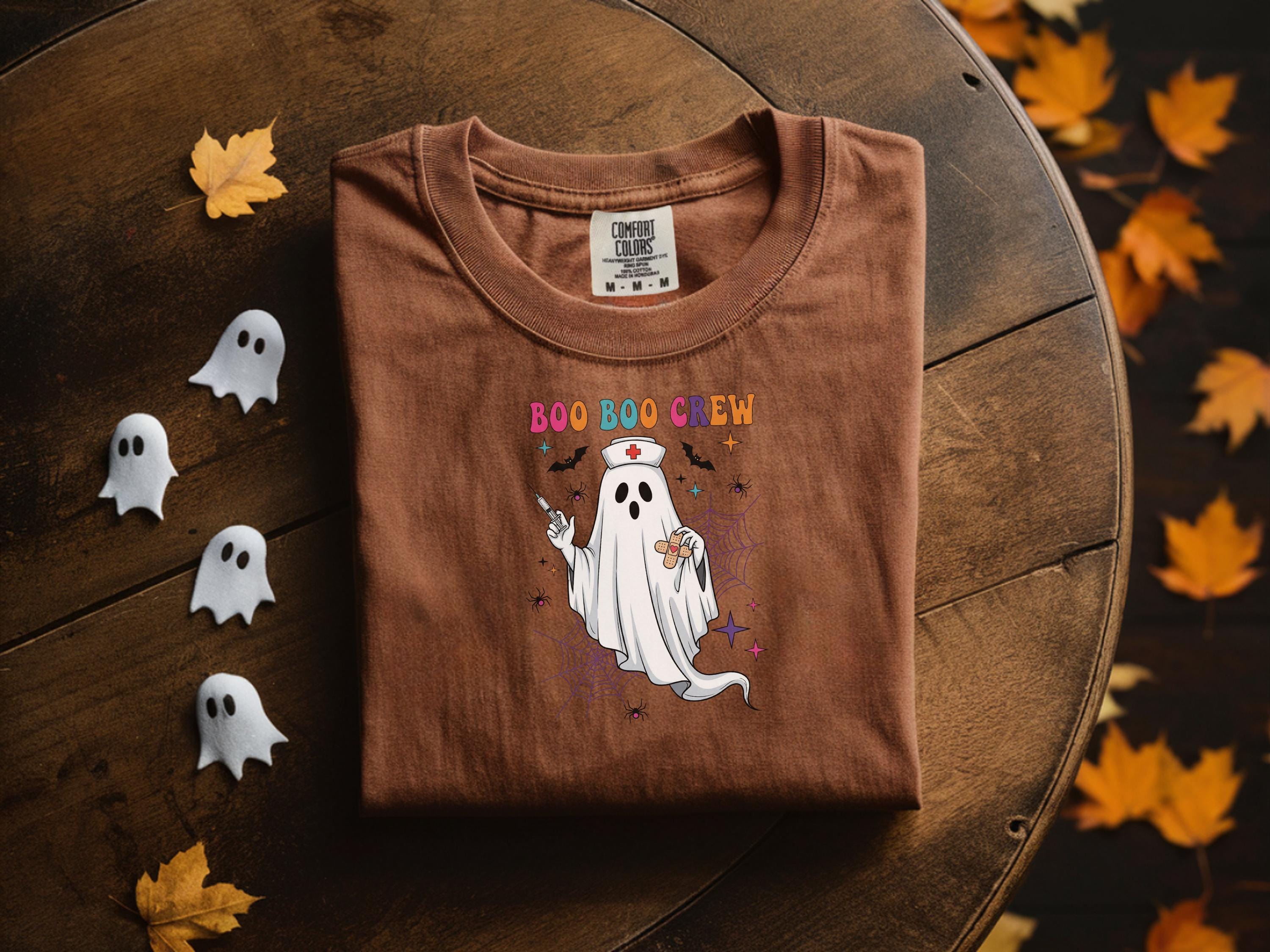 Boo Boo Crew Vintage Nurse Shirt & Sweatshirt, Funny Ghost Halloween Nurse Top, Fall Comfort Colors Gift for Nurse, Spooky Night Shift RN