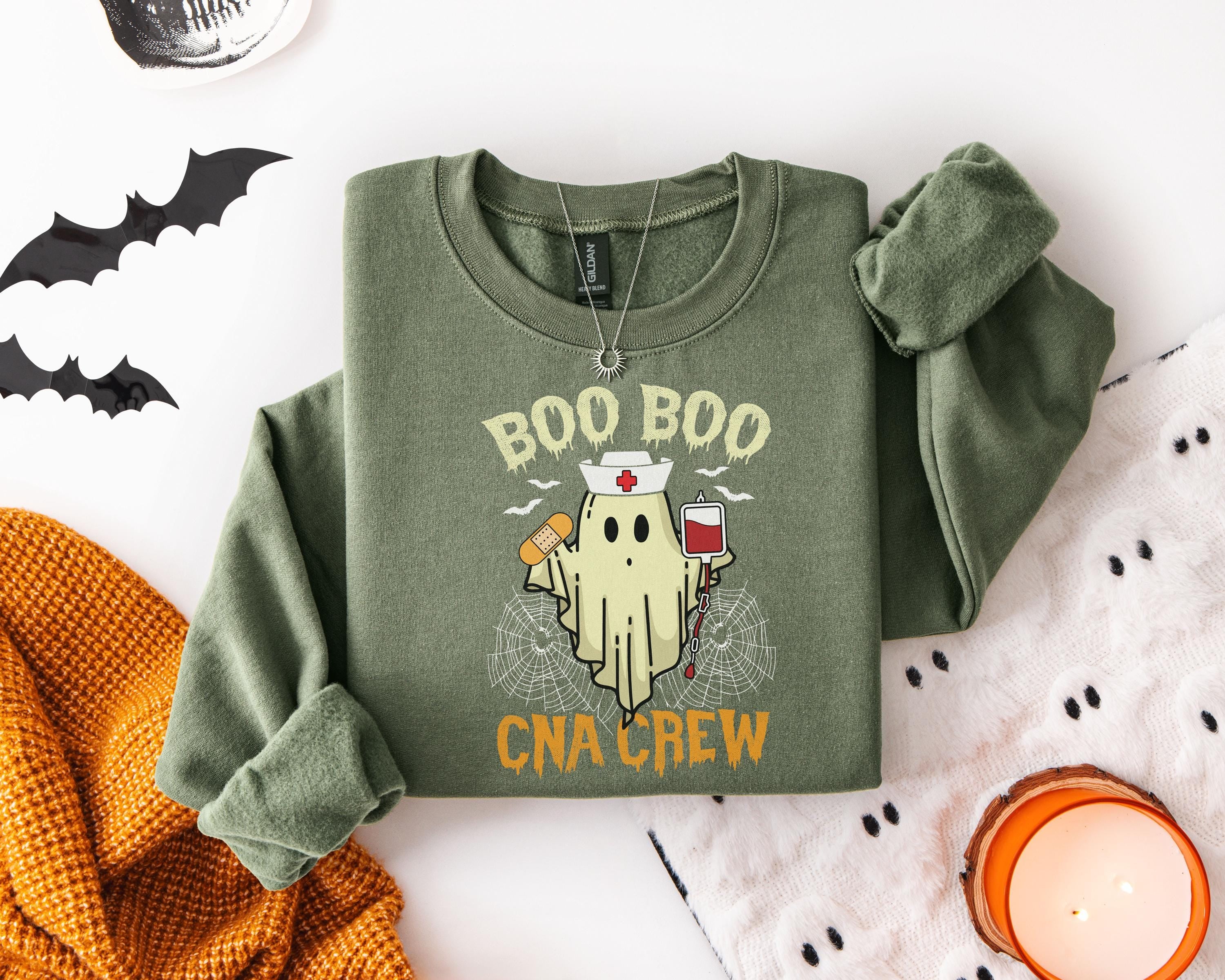 CNA Boo Boo Crew Halloween Nurse shirt, Medical crew Cute Ghost Sweatshirt, Funny Fall Spooky Season Gift for Nurse or Healthcare Worker