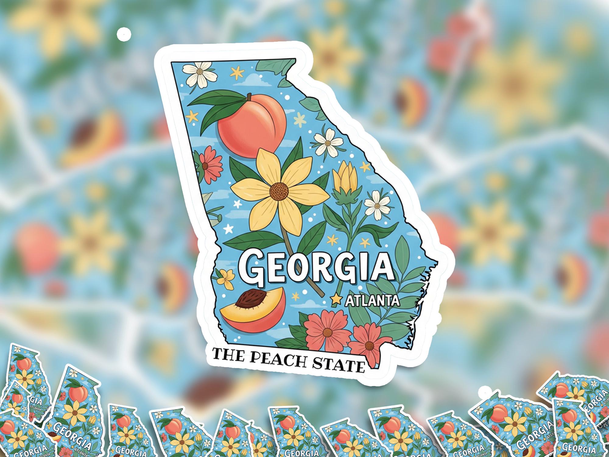 Georgia State Sticker, USA Kiss-Cut Vinyl, Landmark Waterproof Decal, United States Travel Collection