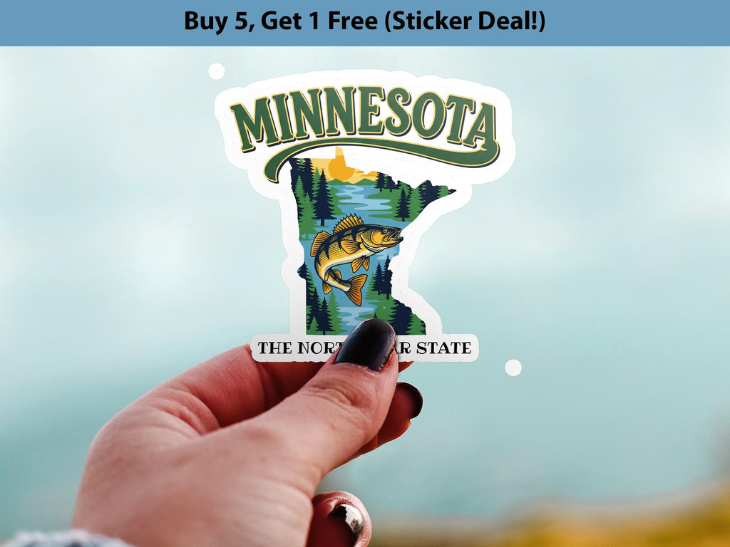Minnesota State Sticker, USA Kiss-Cut Vinyl, Landmark Waterproof Decal, United States Travel Collection
