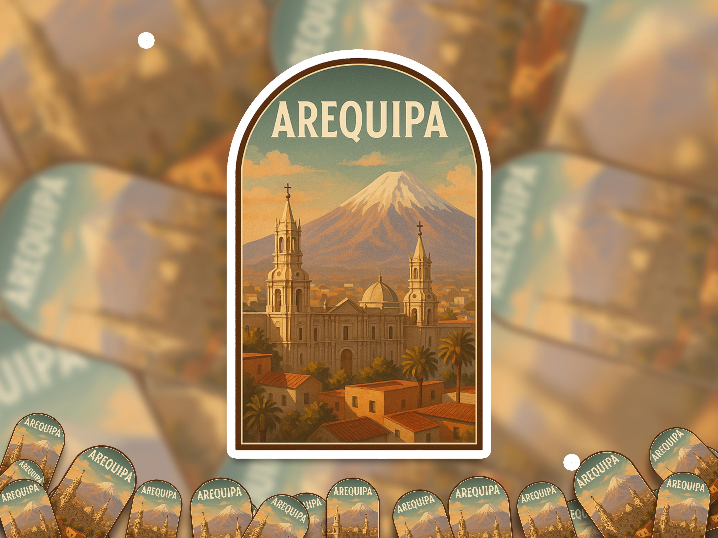 Arequipa Peru Sticker, Vintage City Vinyl Decal, Retro Travel Lover Collection, Journal Scrapbook