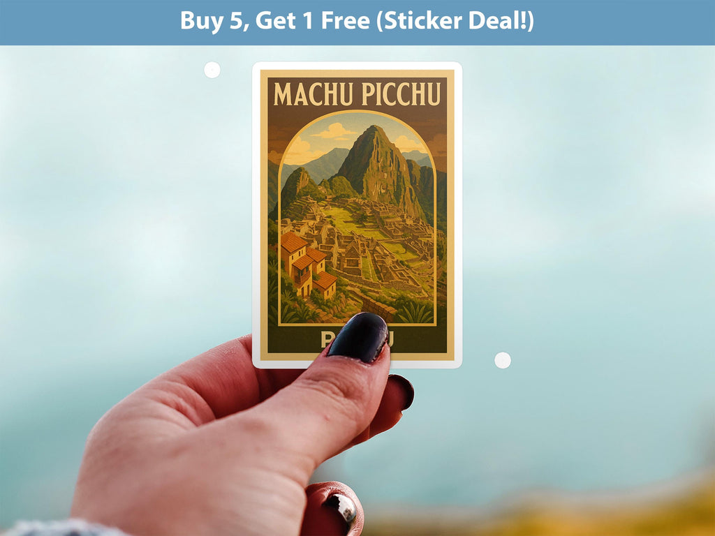 Machu Picchu Peru Sticker, Vintage City Vinyl Decal, Retro Travel Lover Collection, Journal Scrapbook