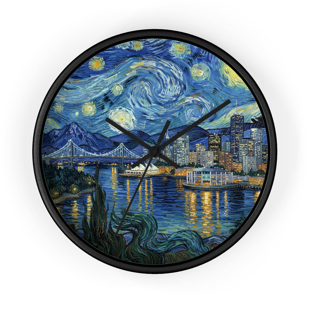 Vancouver Canada Wall Clock Vintage Van Gogh Starry Night Home Gift