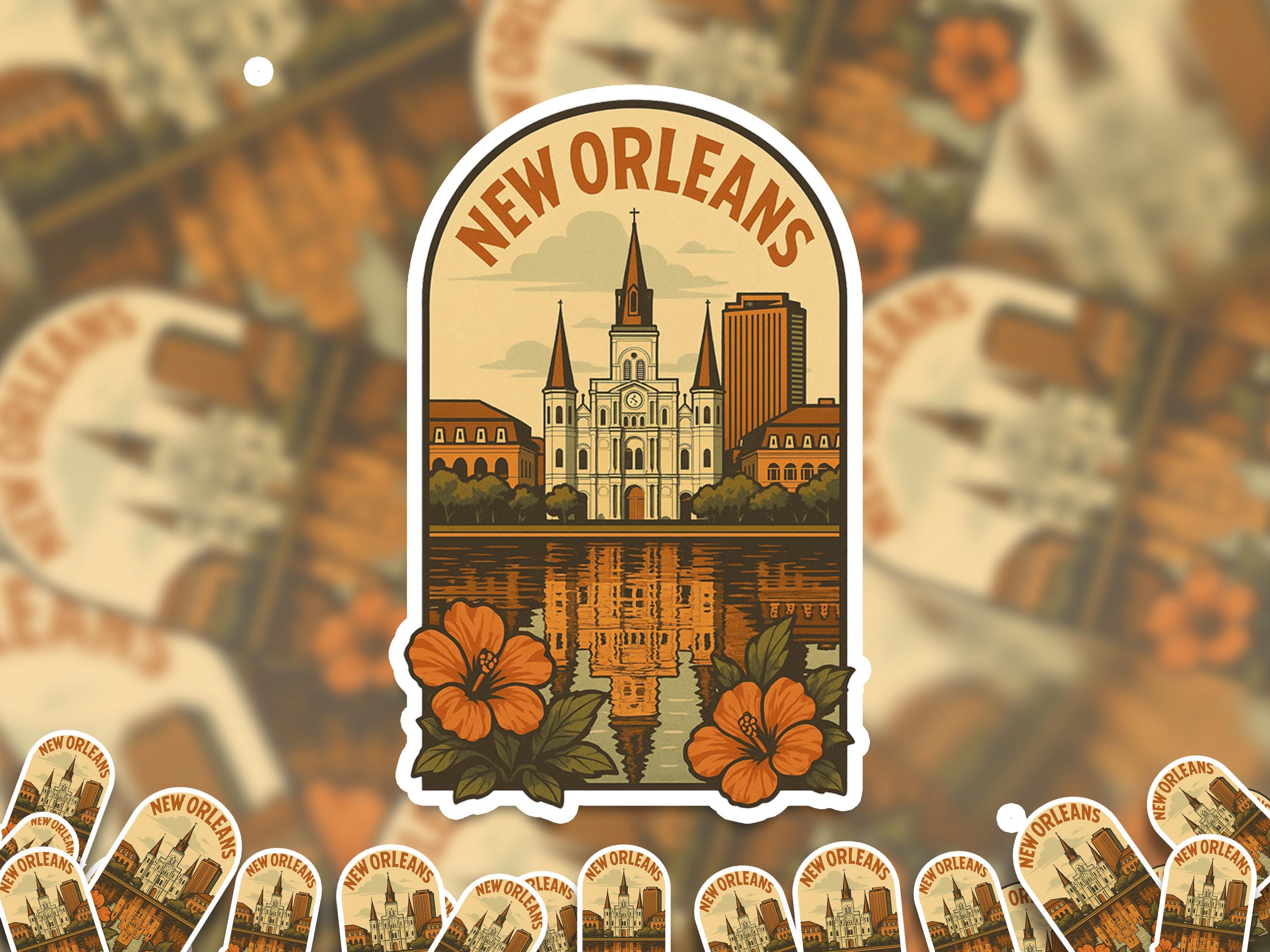 New Orleans Louisiana Sticker, Vintage City Vinyl Decal, Retro Travel Lover Collection, Journal Scrapbook