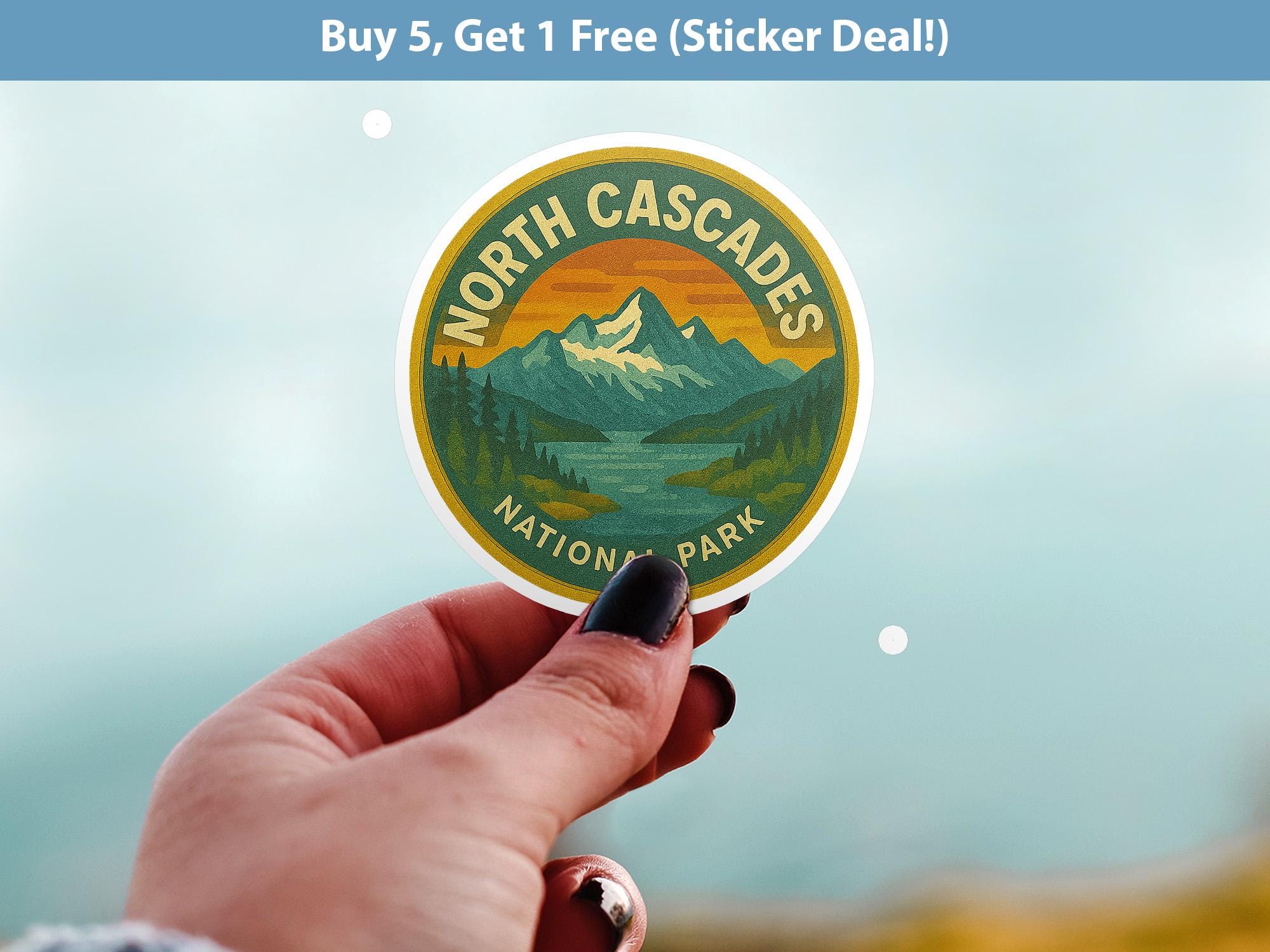 North Cascades National Park Sticker, Retro Vinyl Waterproof Decal, Vintage USA Travel Collection