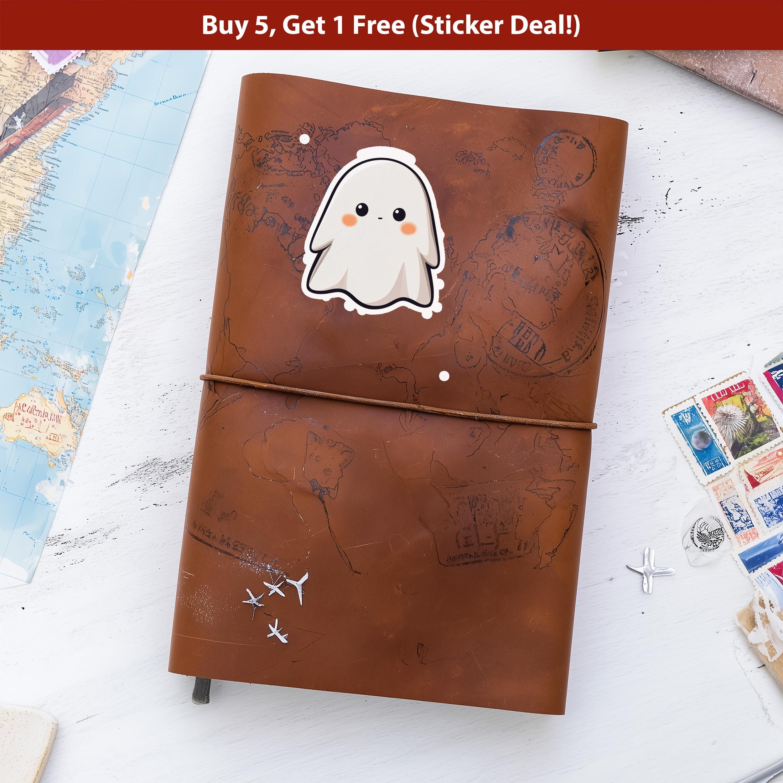 Kawaii Ghost Sticker – Cute Halloween Ghostie Decal, Journal Laptop Water Bottle