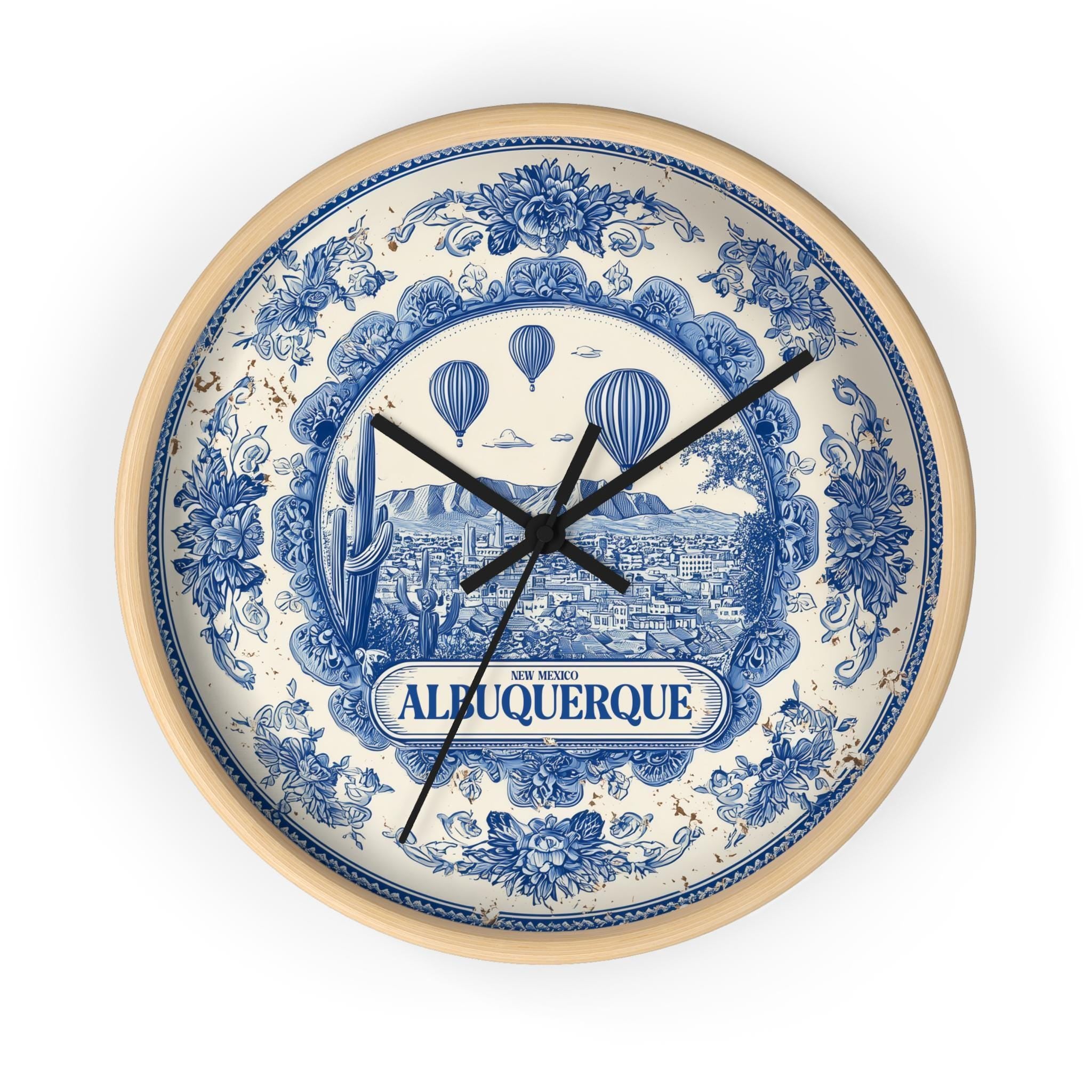 Albuquerque New Mexico Wall Clock, Delf style Home Decor, Vintage City Travel Keepsake Art