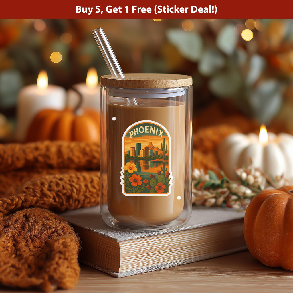 Phoenix Arizona Sticker, Vintage City Vinyl Decal, Retro Travel Lover Collection, Journal Scrapbook