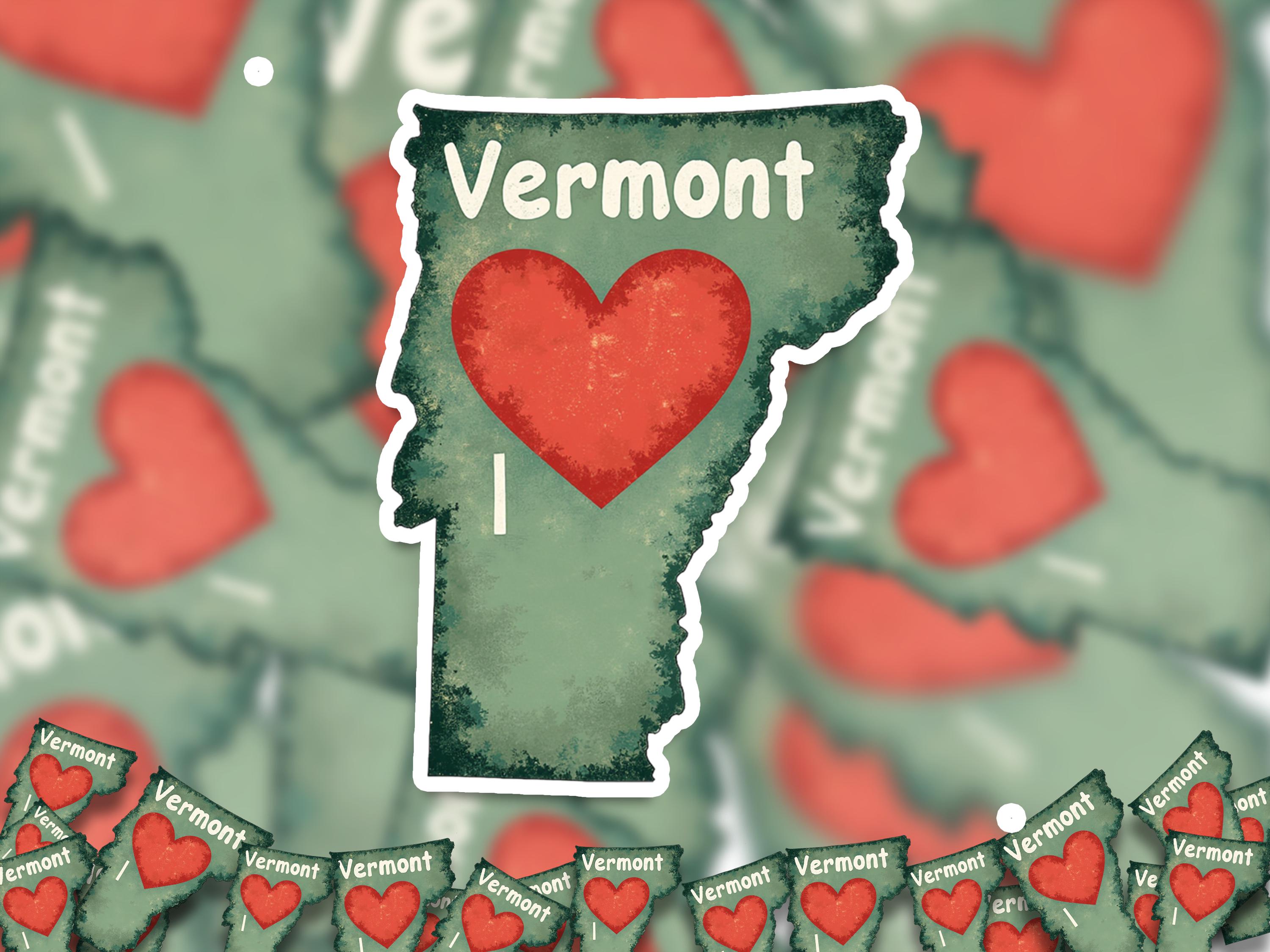I love Vermont Sticker, Vintage US States Vinyl Decal, Waterproof Decal, Retro Travel Collection