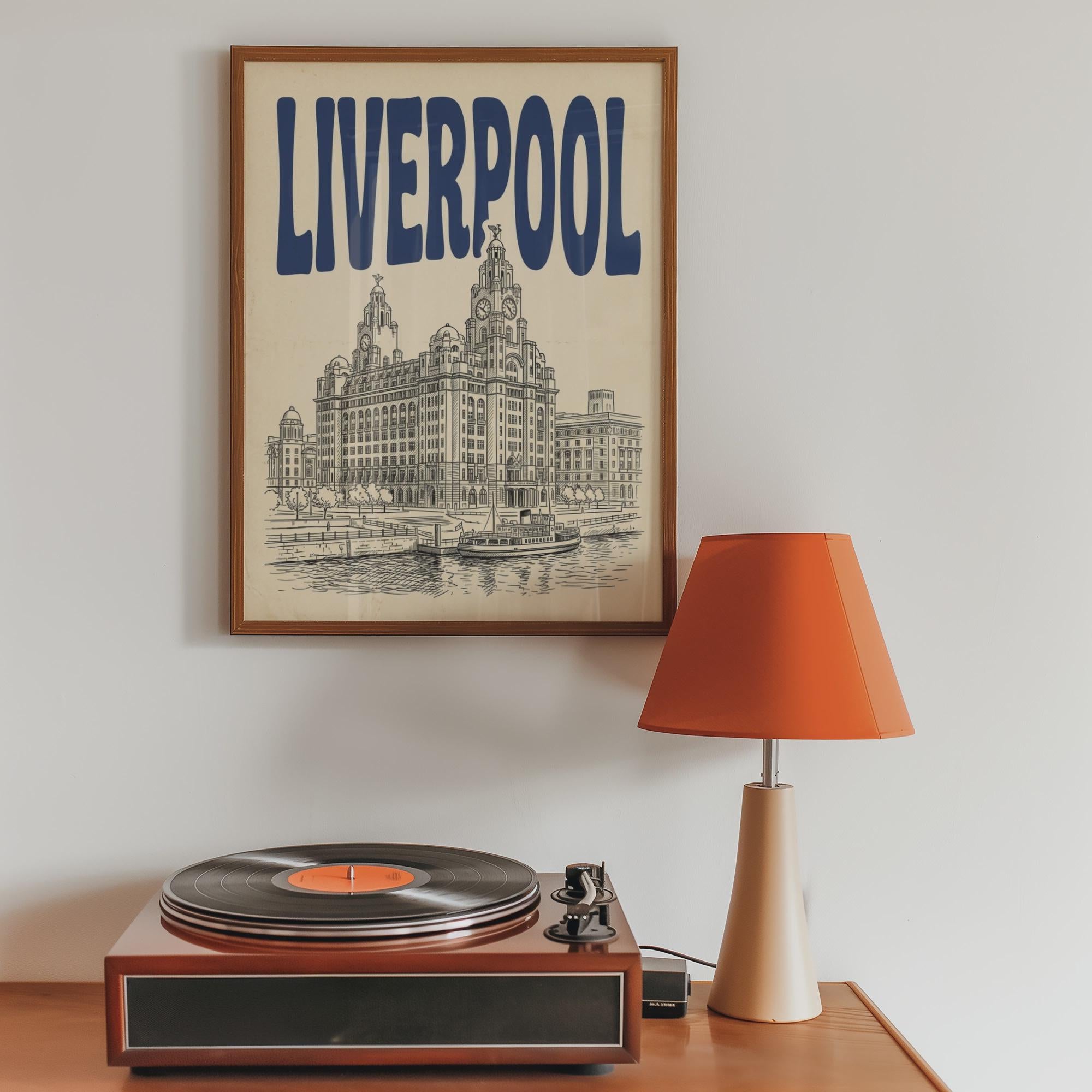 Liverpool Waterfront Wall Art, Framed Canvas Print, Royal Liver Building Decor