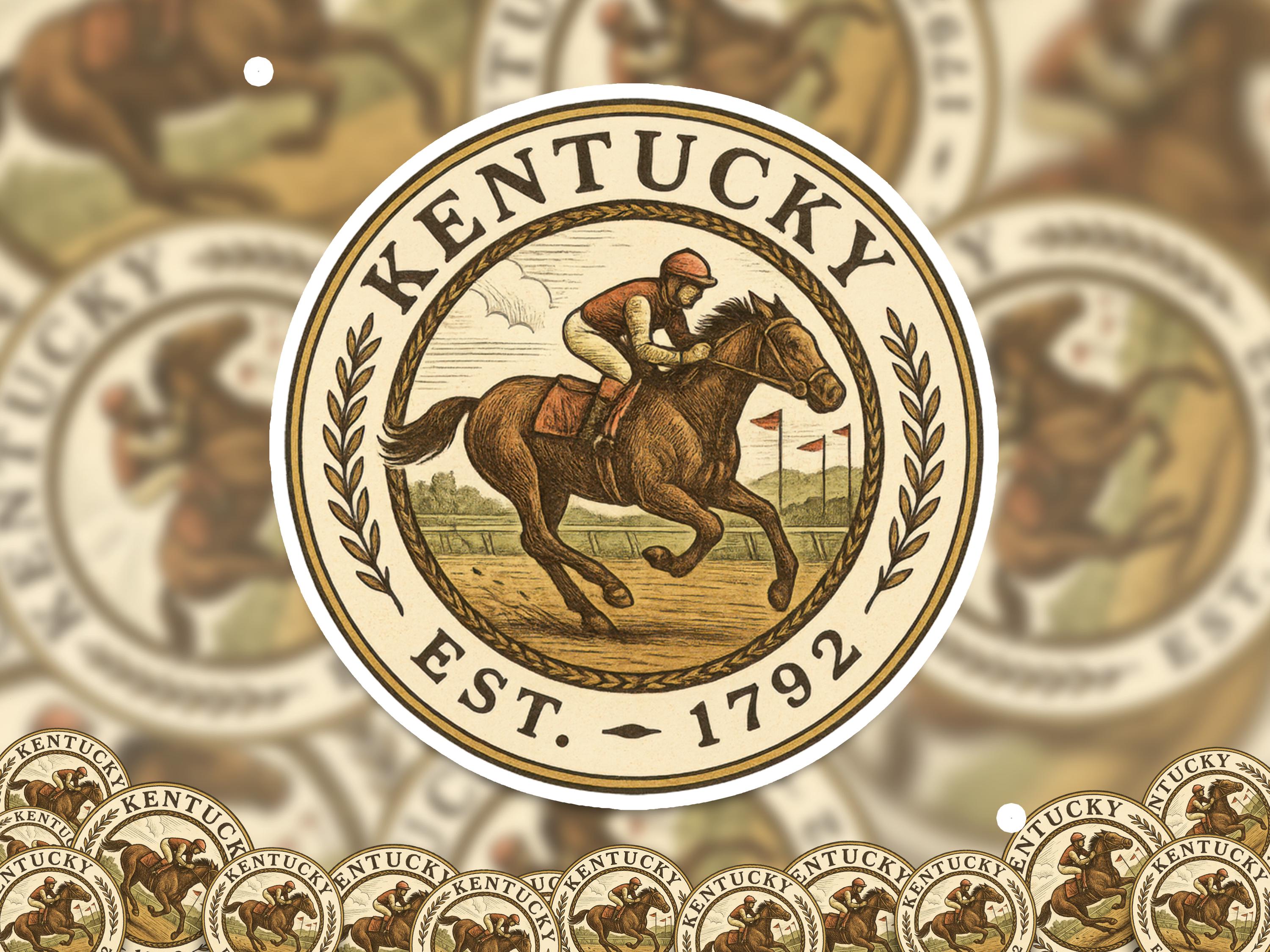 Kentucky Sticker, Vintage US States Retro Decal, Waterproof Retro Travel Collection for Laptop Tumbler