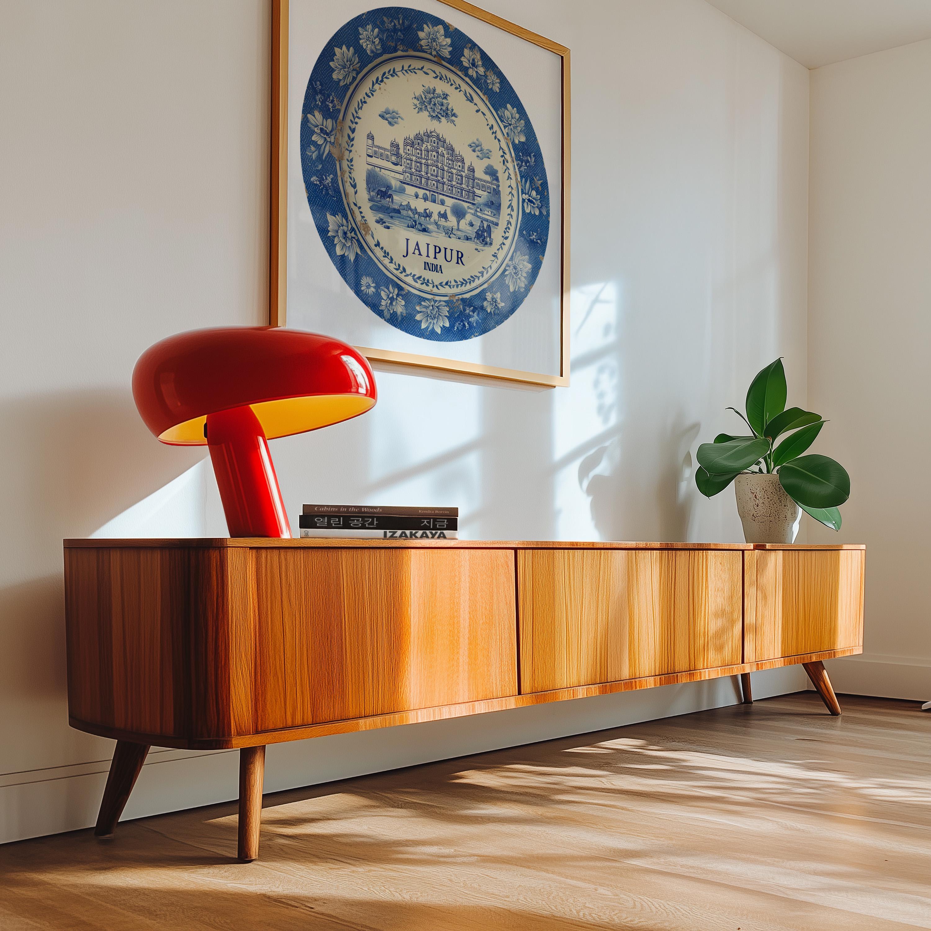 Jaipur India Wall Art, Vintage Delft Blue Poster, City Print, Travel Home Decor