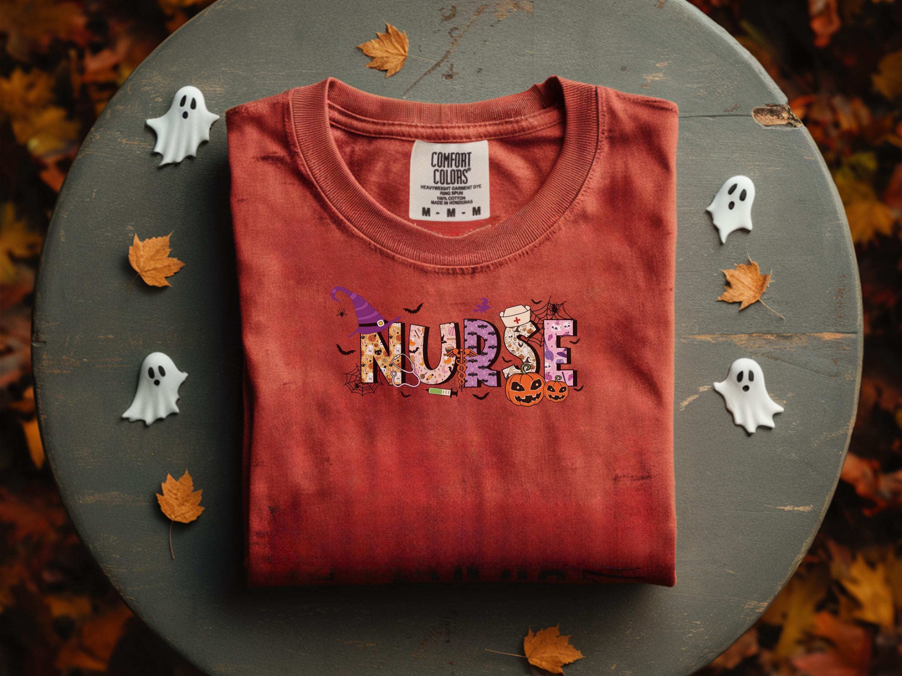 Witch Nurse Halloween Sweatshirt, Vintage Spooky Nurse Shirt, Gothic Medical Tee Halloween Shirt Gift for nurse, Cute ghosts