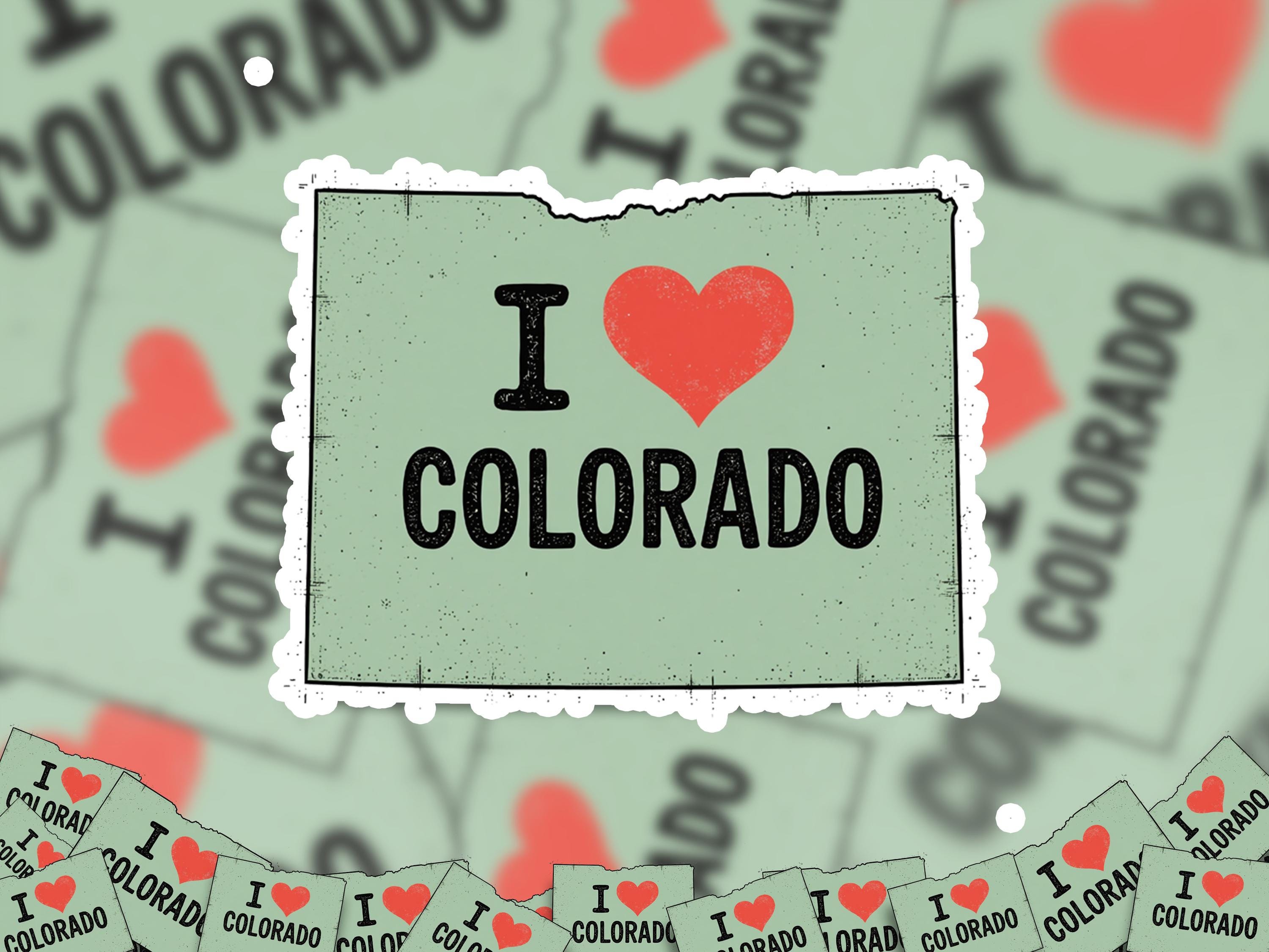 I love Colorado Sticker, Vintage US States Vinyl Decal, Waterproof Decal, Retro Travel Collection