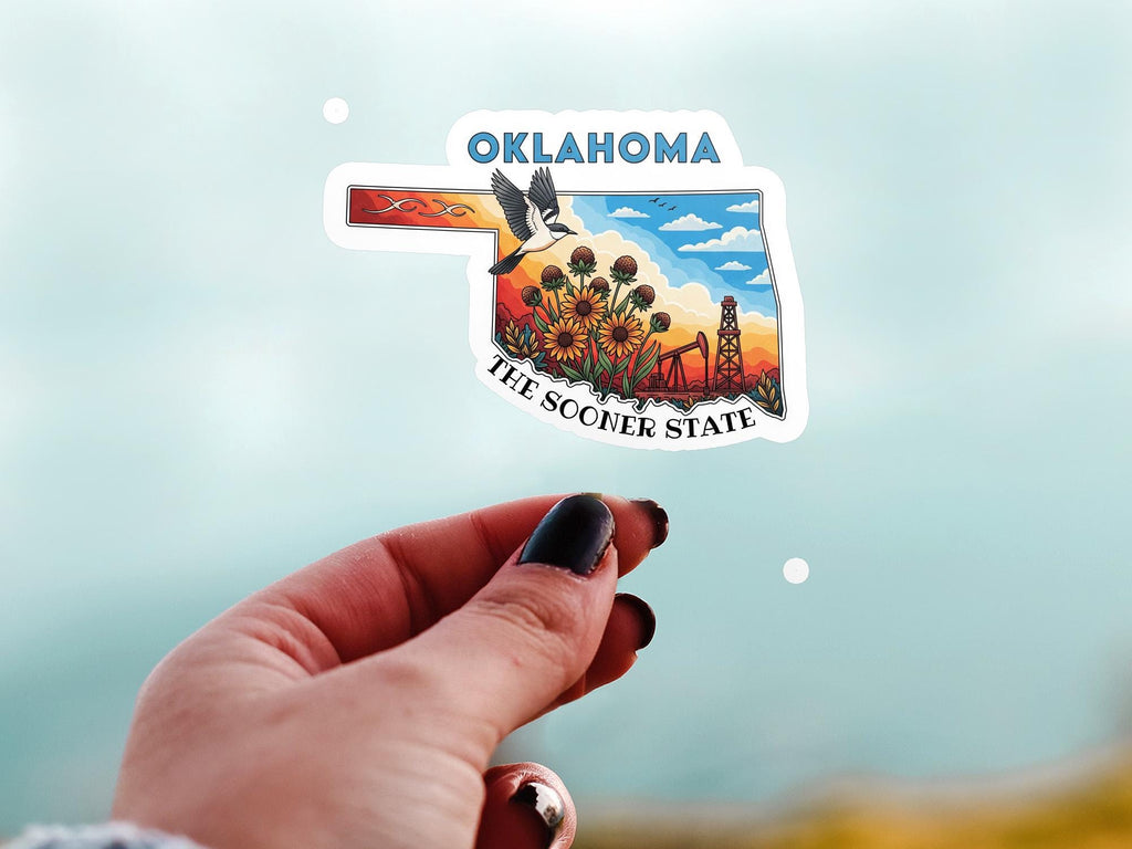 Oklahoma State Sticker, USA Kiss-Cut Vinyl, Landmark Waterproof Decal, United States Travel Collection