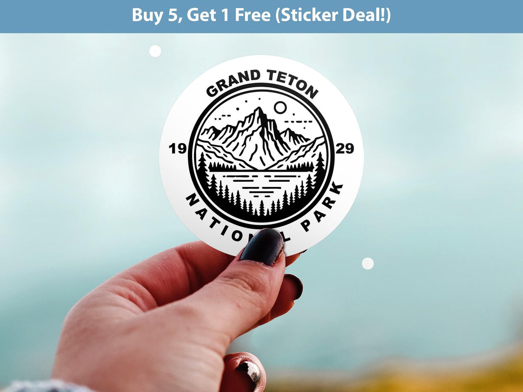 Grand Teton National Park Sticker, Kiss-Cut Vinyl, Waterproof USA Decal Badge Collection