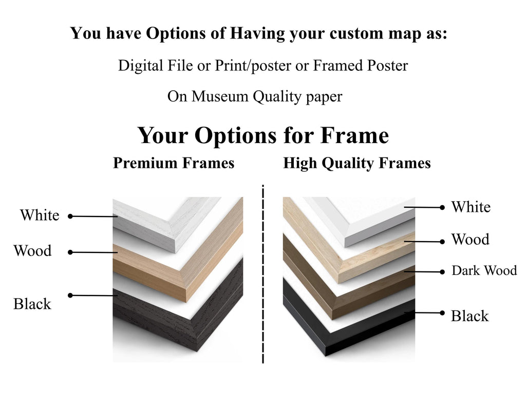 Custom City Map, Personalized Any City Map Wall art Digital & Print