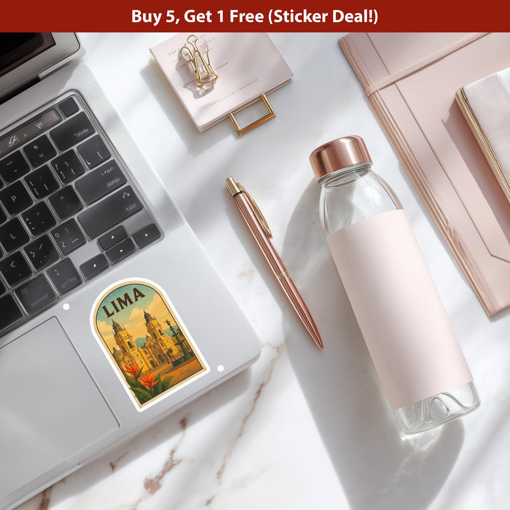 Lima Sticker Peru, Vintage City Vinyl Decal, Retro Travel Lover Collection, Journal Scrapbook