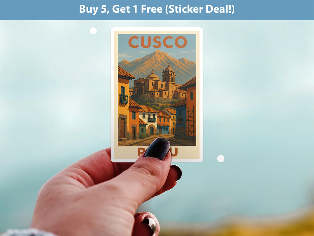 Cusco Peru Sticker, Vintage City Vinyl Decal, Retro Travel Lover Collection, Journal Scrapbook