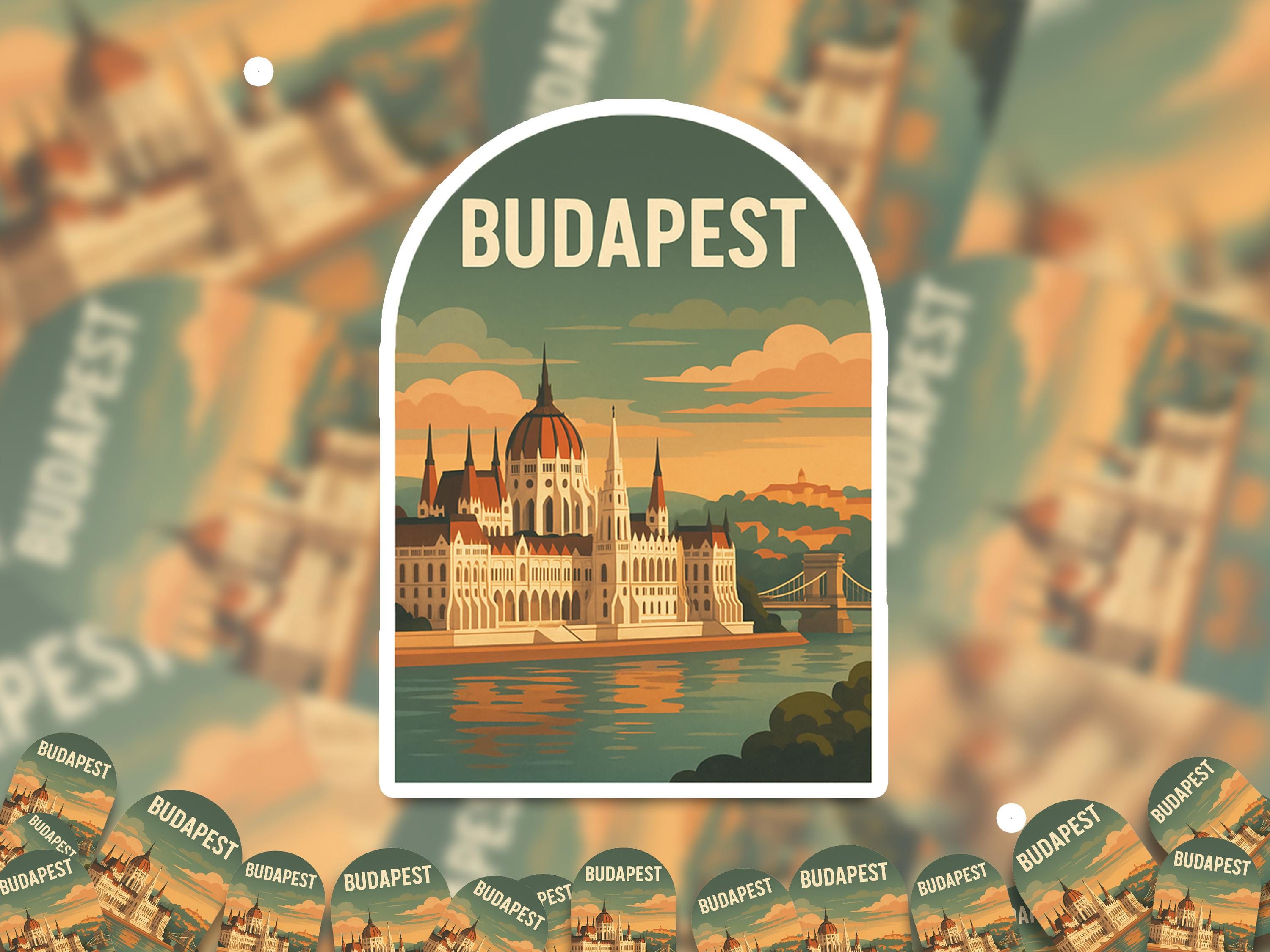 Budapest Hungary Sticker, Vintage City Vinyl Decal, Retro Travel Lover Collection, Journal Scrapbook