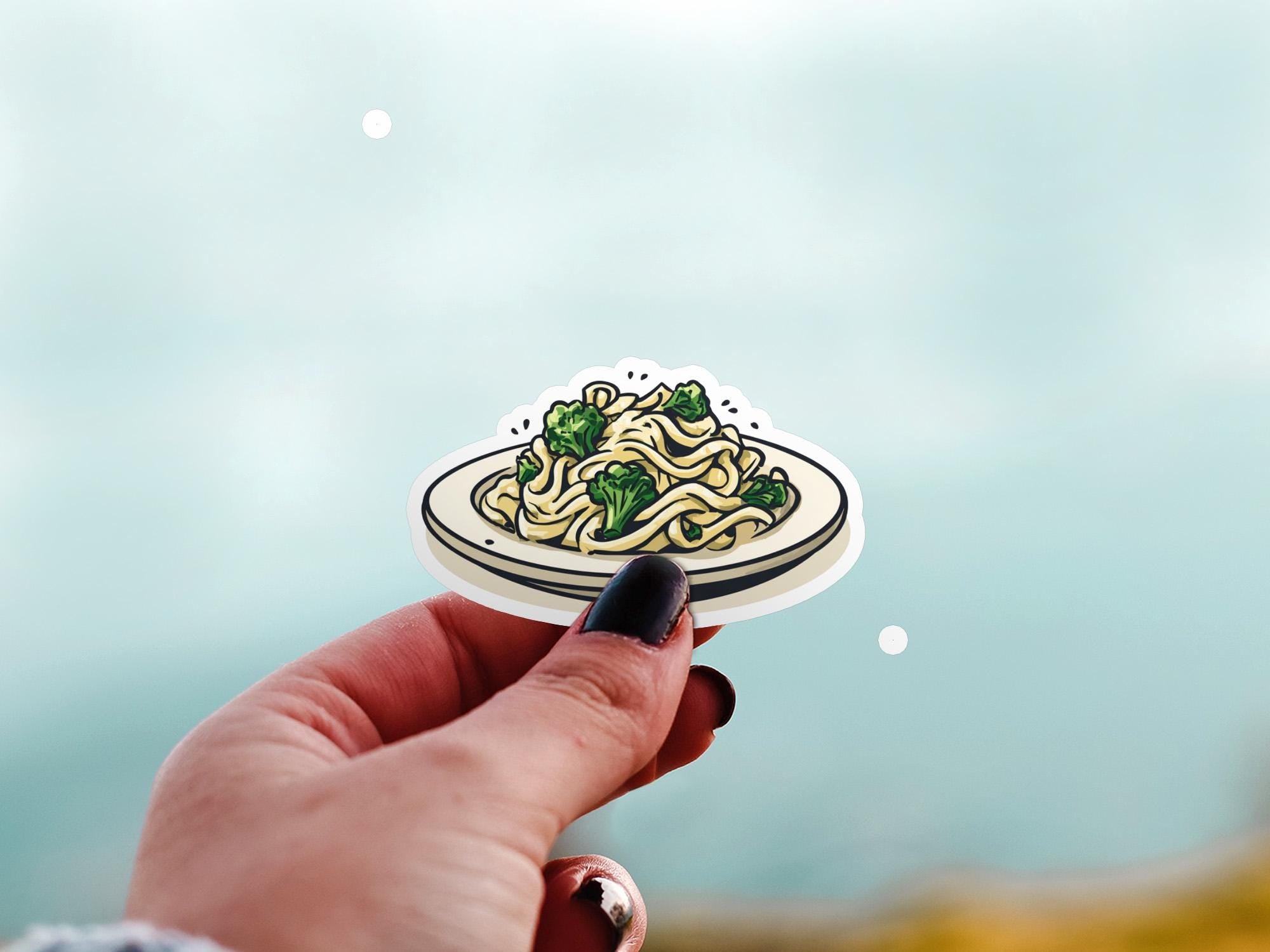 Pasta Alfredo cute kawaii Style Sticker, Kiss-Cut Vinyl Decals, Waterproof Stickers for Laptop & Tumbler, Cute Vinyl Decal Stickers