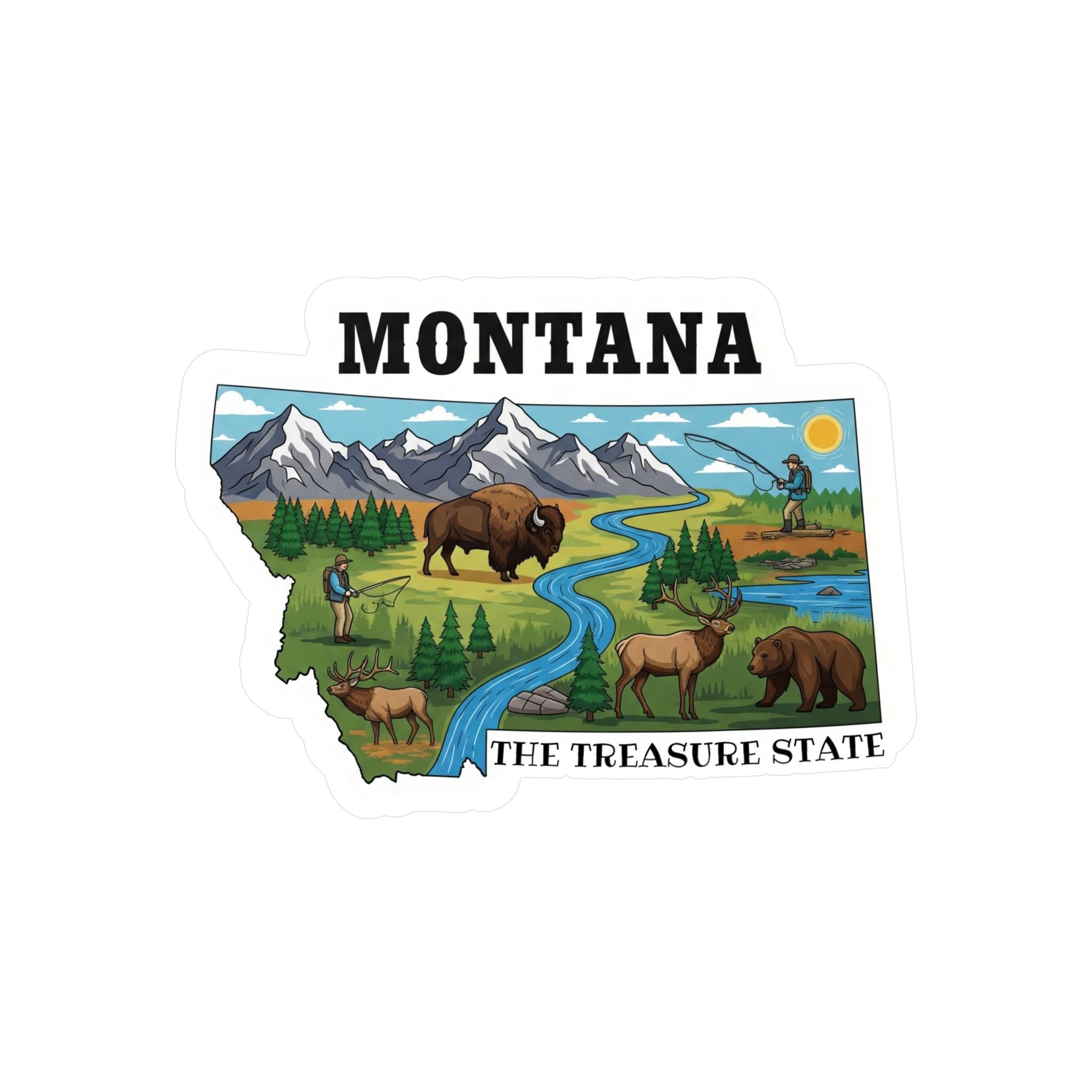 Montana State Sticker, USA Kiss-Cut Vinyl, Landmark Waterproof Decal, United States Travel Collection
