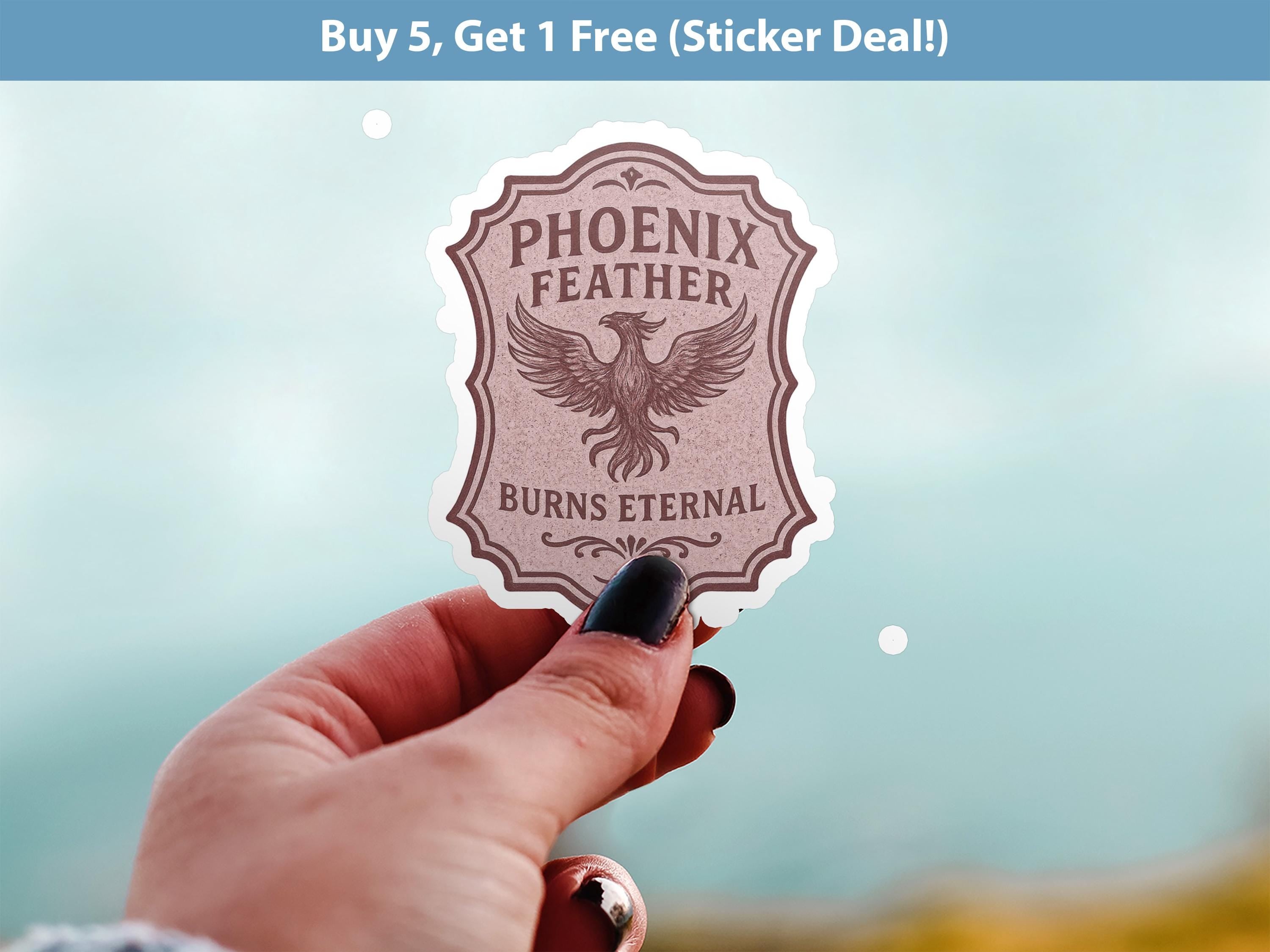 Phoenix Feather Sticker, Cute Halloween Spooky Vinyl Decal, Magical Witch potion