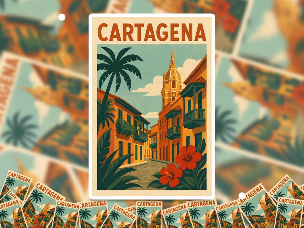 Cartagena Colombia Sticker, Vintage City Vinyl Decal, Retro Travel Lover Collection, Journal Scrapbook