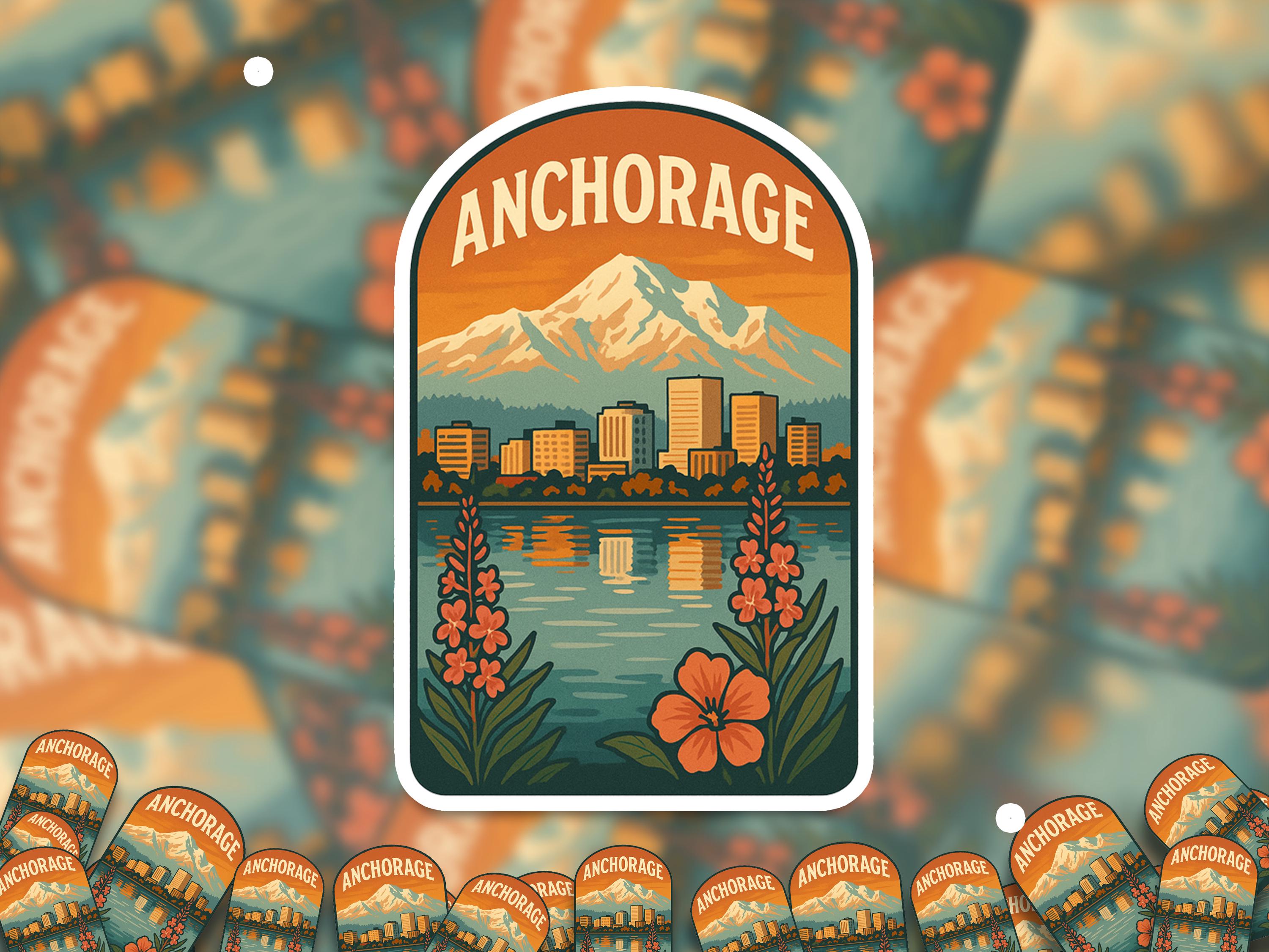 Anchorage Alaska Sticker, Vintage City Vinyl Decal, Retro Travel Lover Collection, Journal Scrapbook