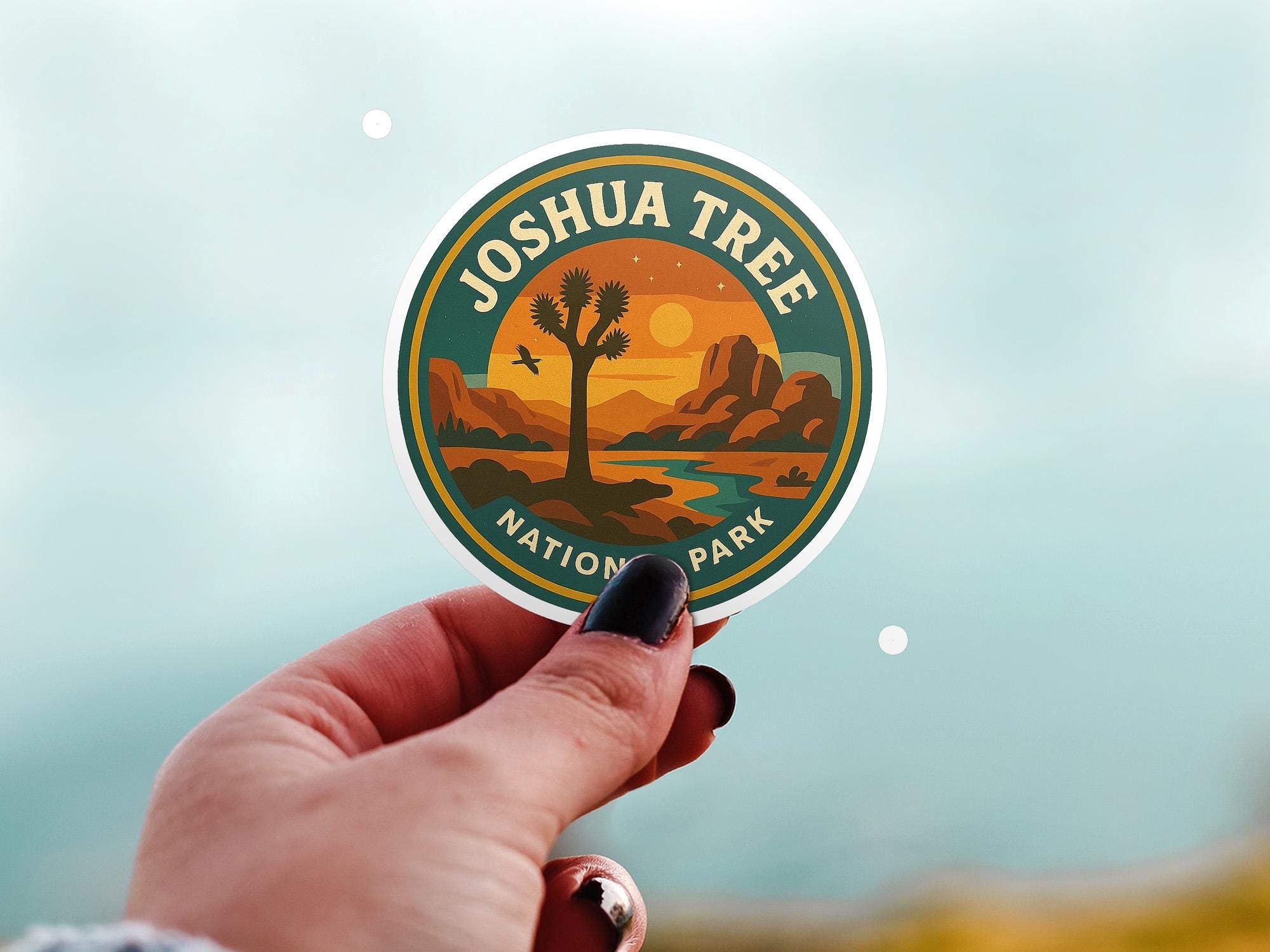 Joshua Tree National Park Sticker Kiss-Cut Vinyl, Waterproof Decal, Retro Travel Lover Collection
