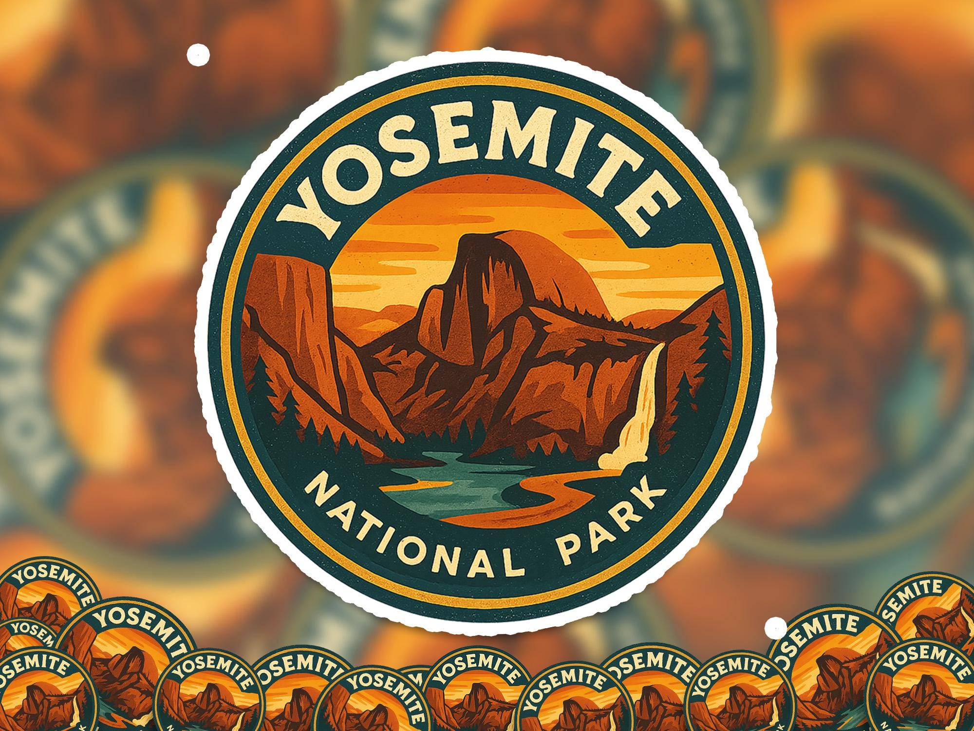 Yosemite National Park Sticker, Vintage Kiss-Cut Vinyl, Waterproof Decal, Retro Travel Lover Collection