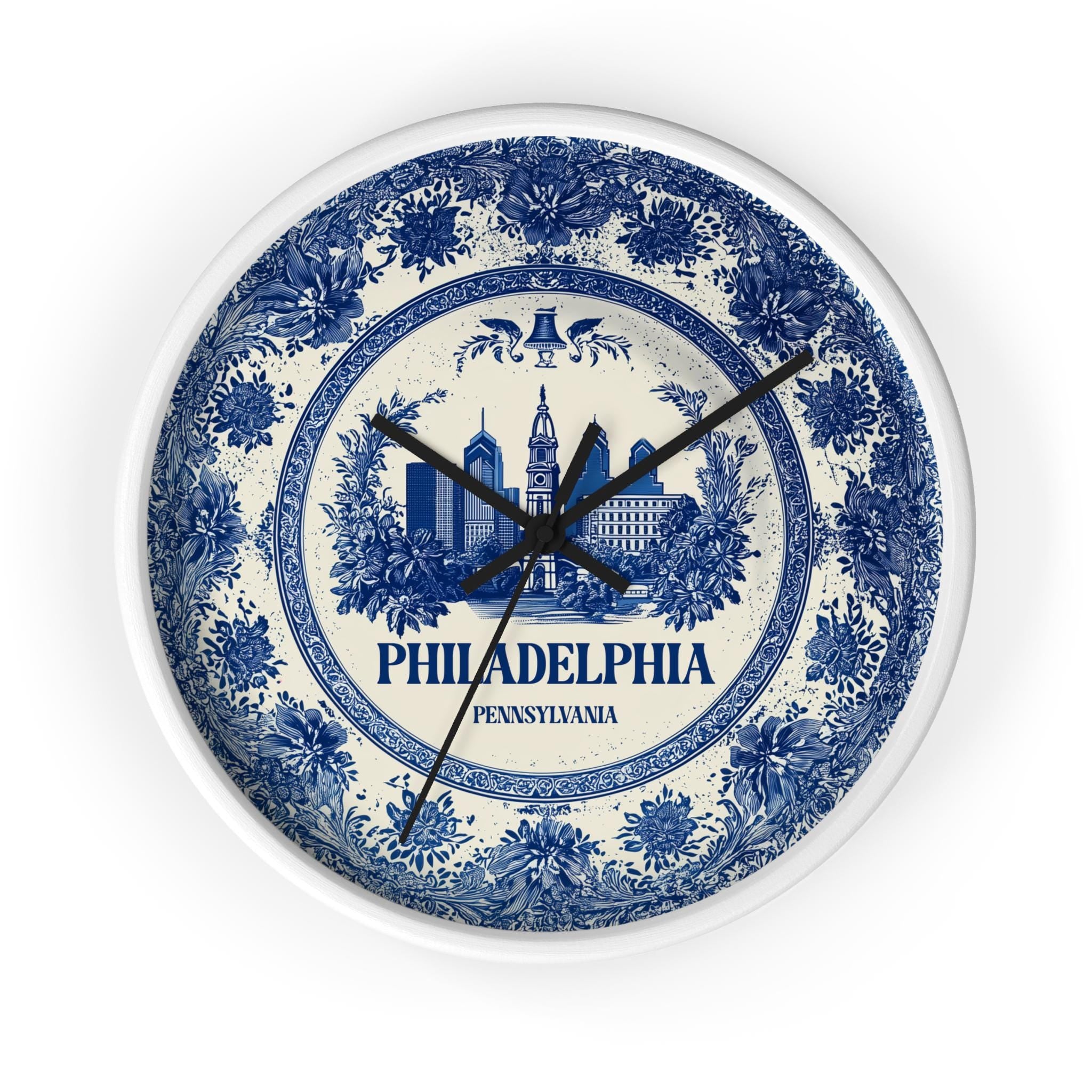 Philadelphia Pennsylvania2 Wall Clock, Delf style Home Decor, Vintage City Travel Keepsake Art