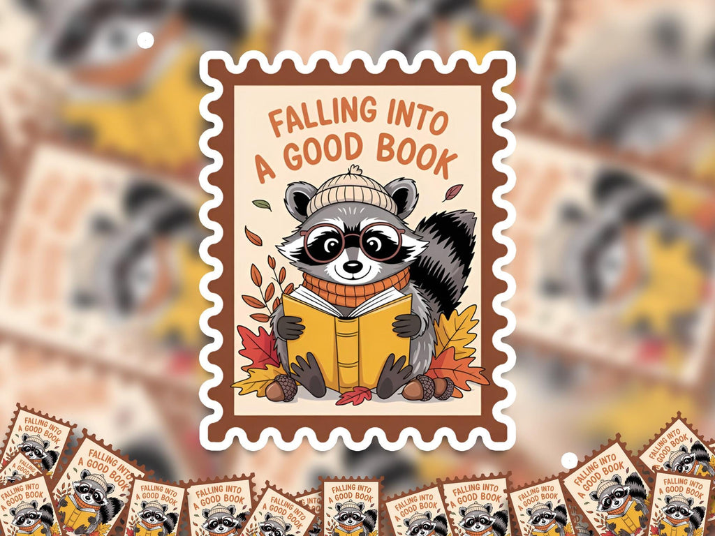 Falling into Good Book Stamp Sticker, Spooky Halloween Waterproof Decal for tumbler, kindle