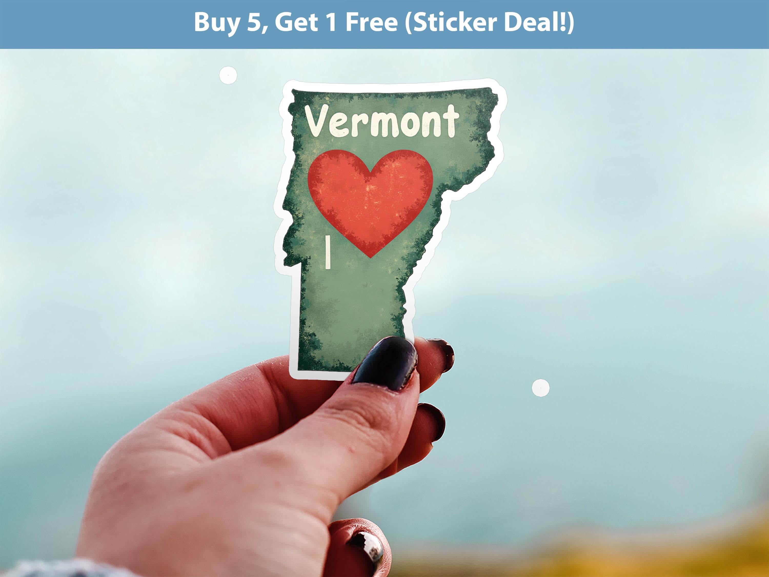 I love Vermont Sticker, Vintage US States Vinyl Decal, Waterproof Decal, Retro Travel Collection