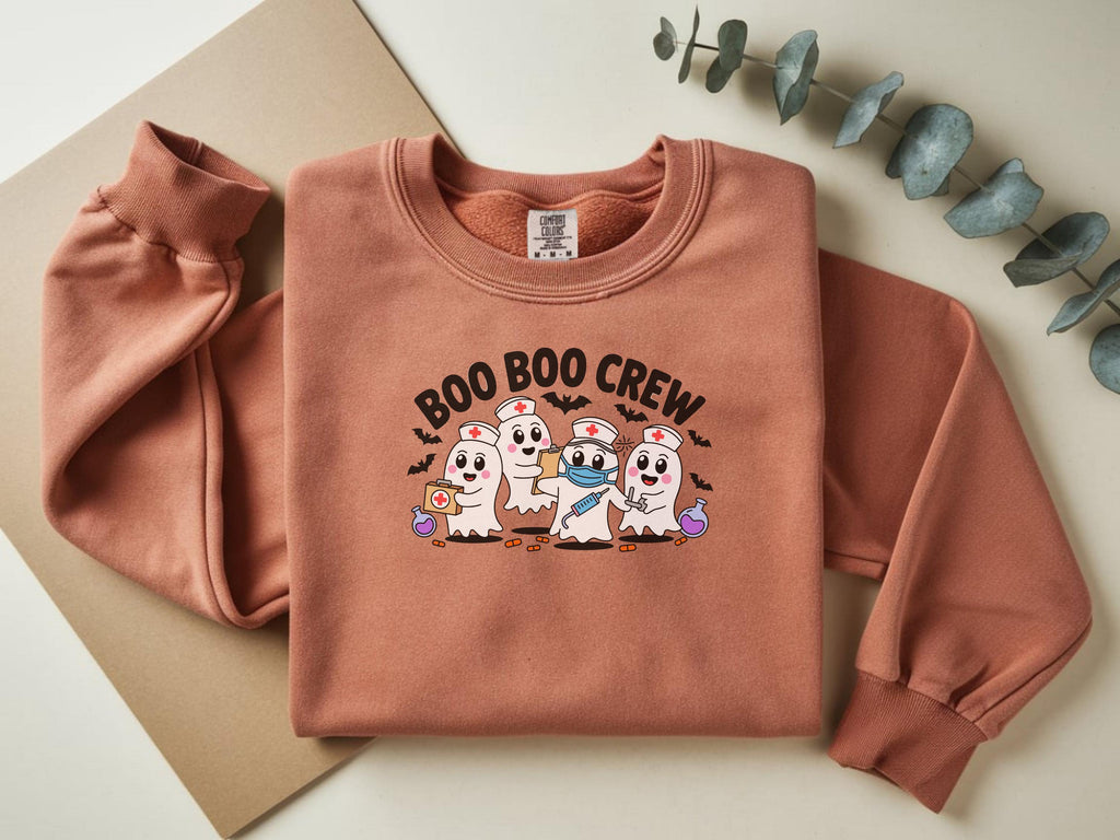 Cute Boo Boo Crew Halloween Nurse Sweatshirt, Medical crew Cute Ghost Shirt, Funny Fall Spooky Season Gift for Nurse or Healthcare Worker