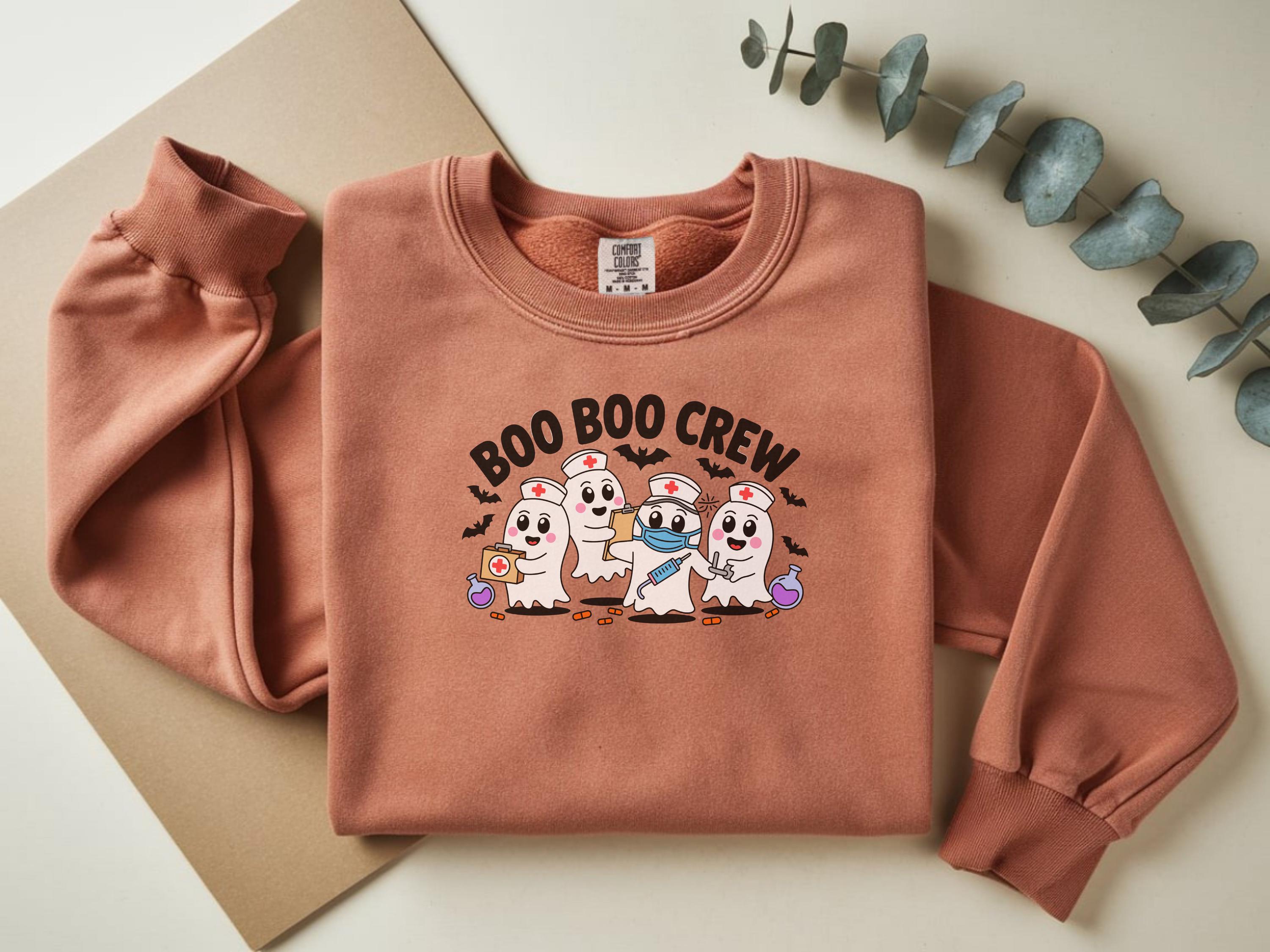 Cute Boo Boo Crew Halloween Nurse Sweatshirt, Medical crew Cute Ghost Shirt, Funny Fall Spooky Season Gift for Nurse or Healthcare Worker