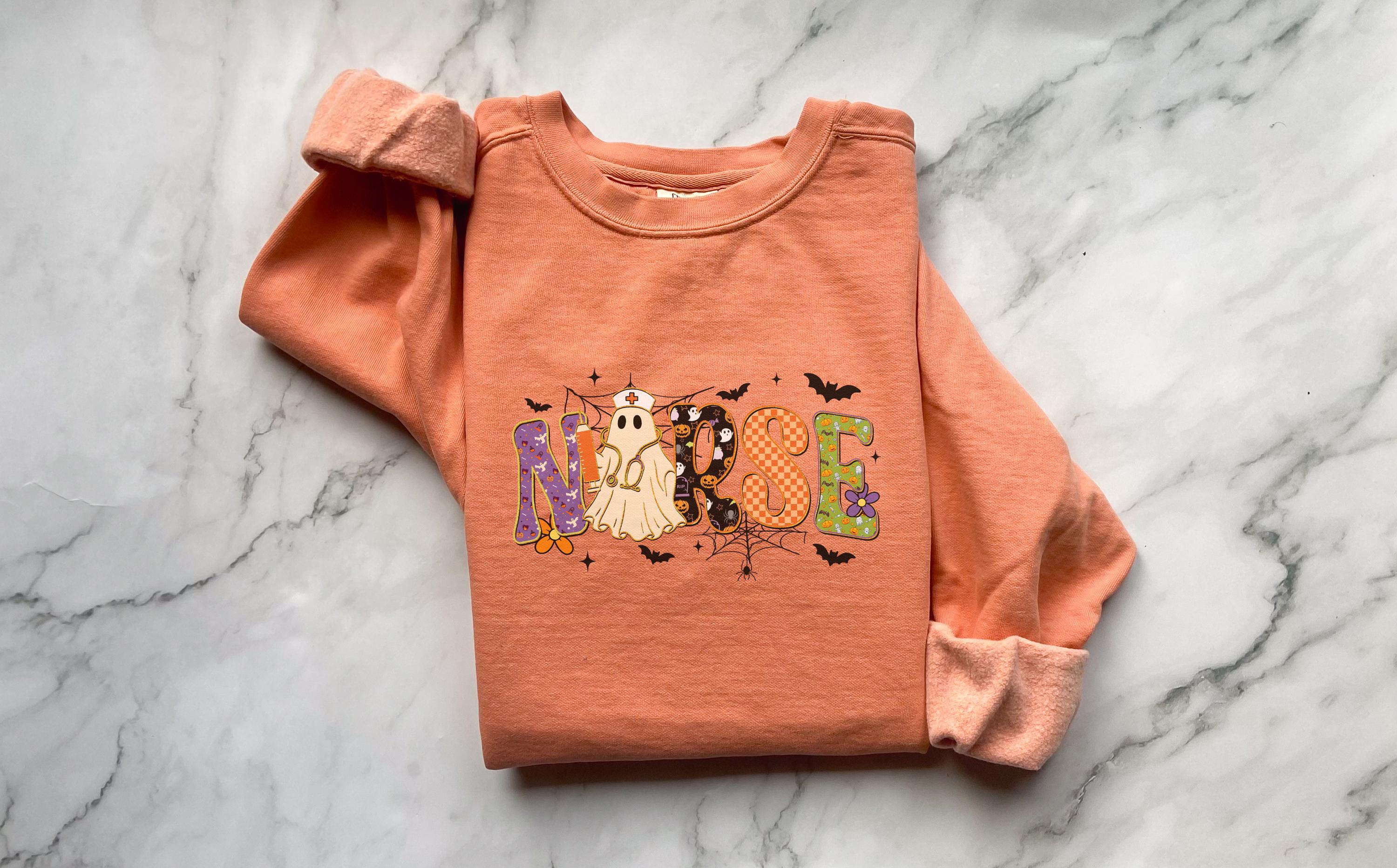 Spooky Ghost Nurse Halloween Shirt: Medical Staff Costume