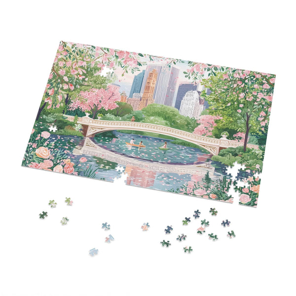 New York Central Park Jigsaw Puzzle, Manhattan Spring Floral Adult Puzzle Travel Gift