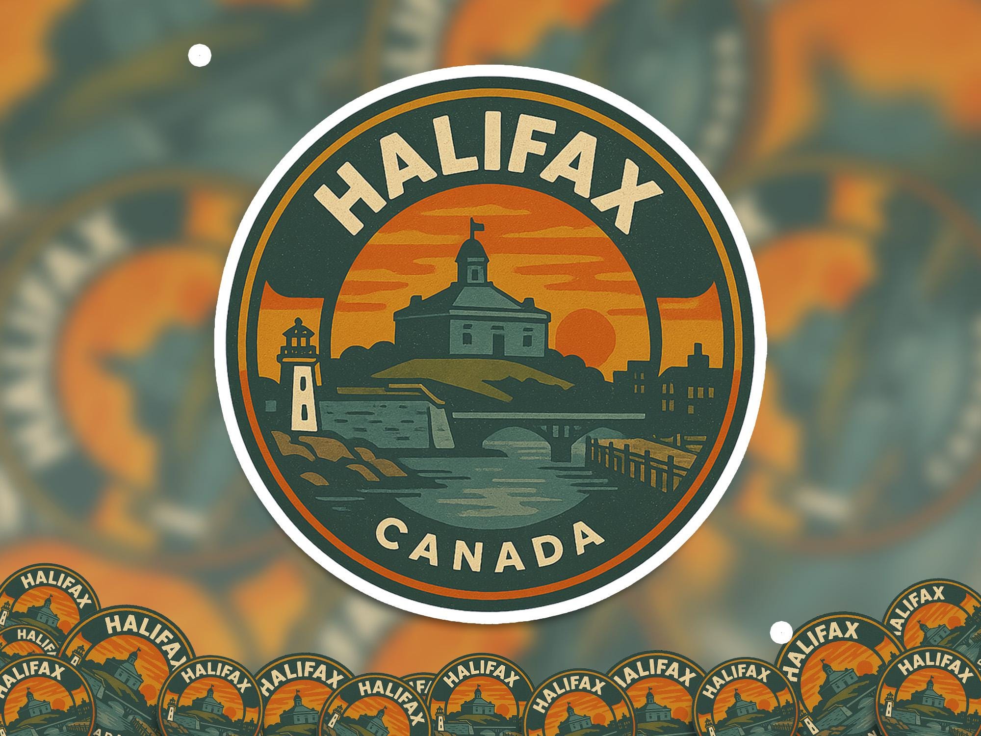 Halifax Canada Kiss-Cut Vinyl, Waterproof Decal, Retro Travel Lover Collection